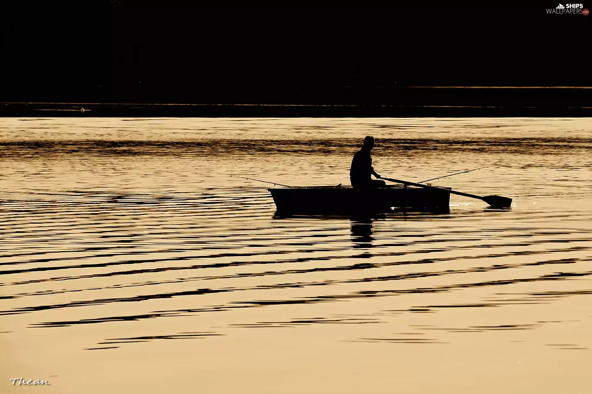 lake, Great Sunsets, an, Boat, Human