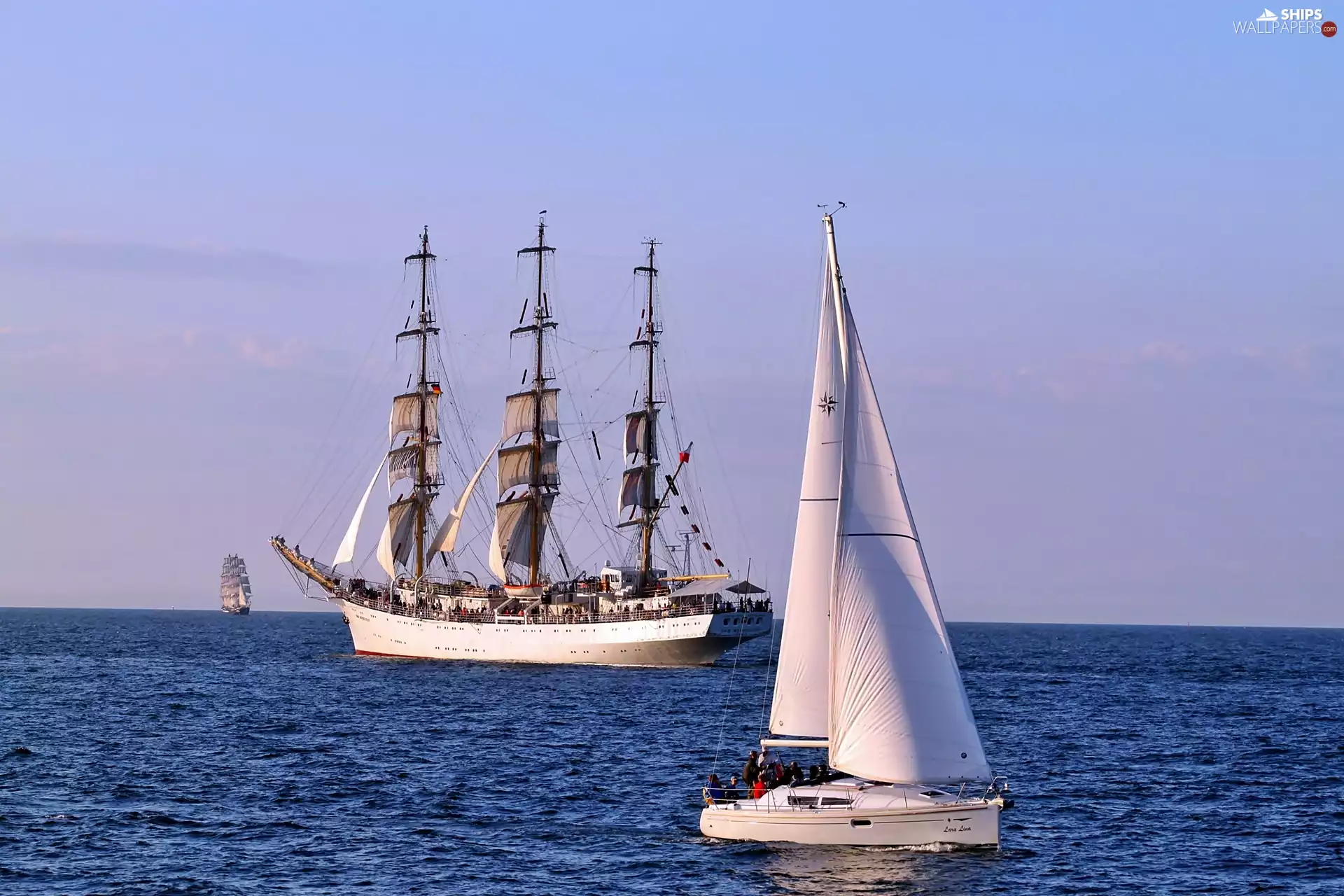 bath-tub, Przebijające, luminosity, ligh, flash, sailboats, sea, sun