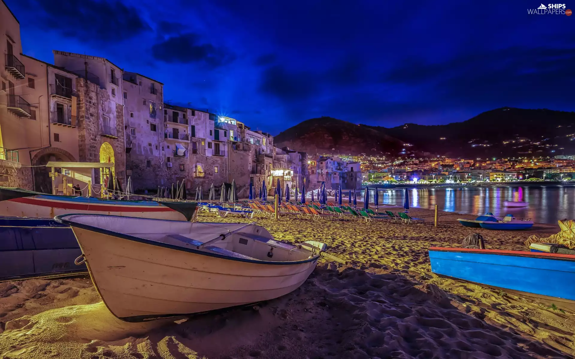 Cefalù, Italy, Beaches, boats, Coast, Sicilia