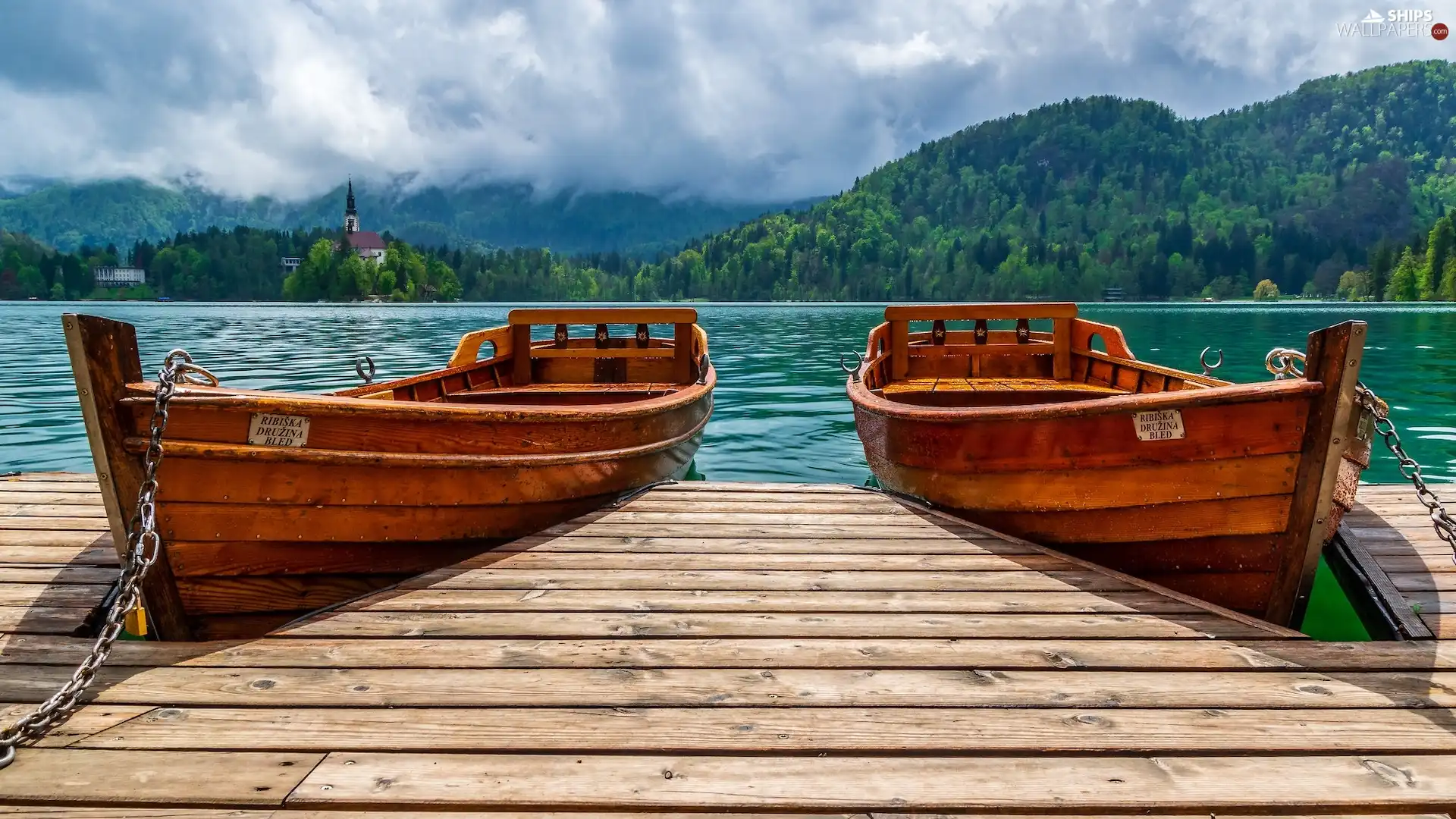 Platform, boats, Lake Bled, Harbour, Slovenia
