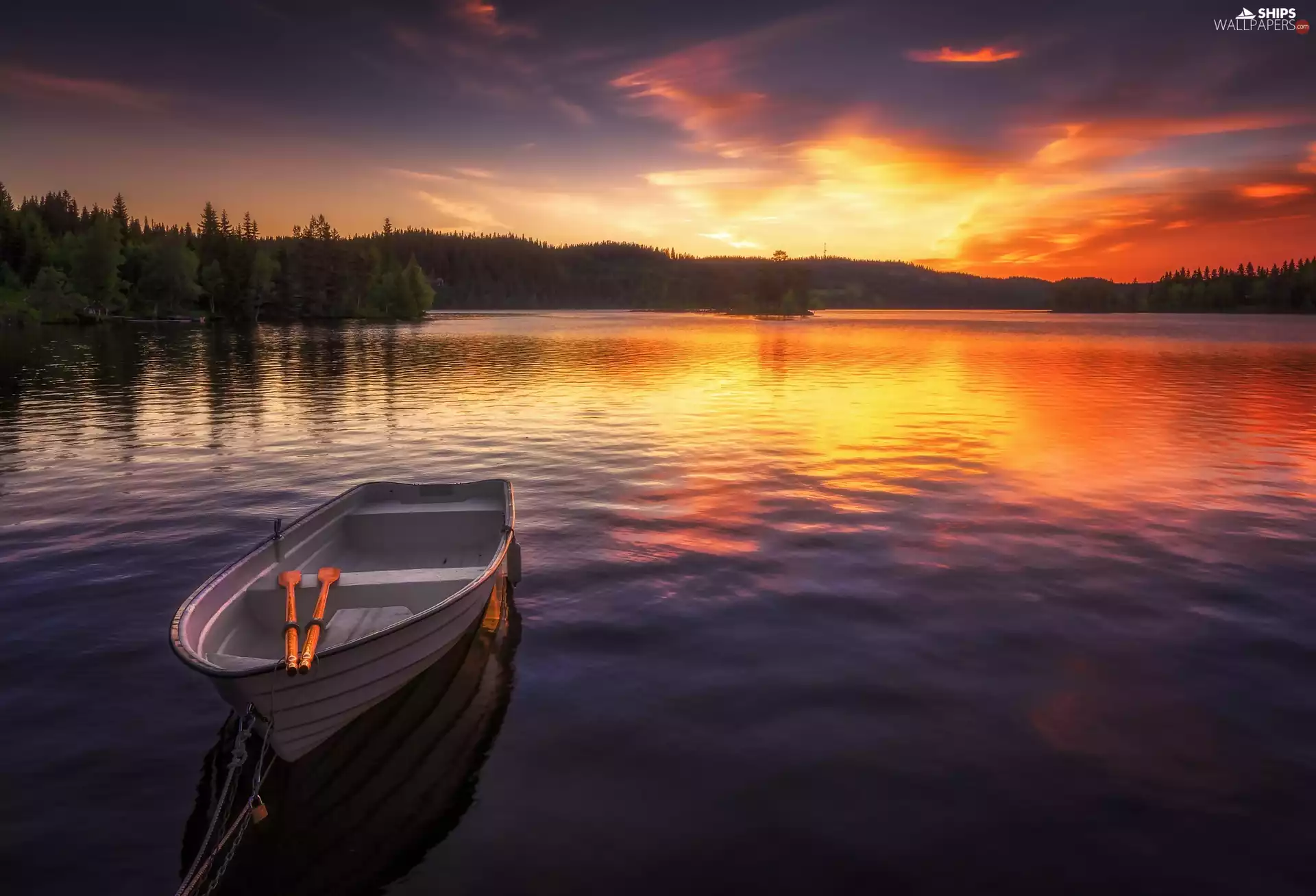 Great Sunsets, lake, Boat