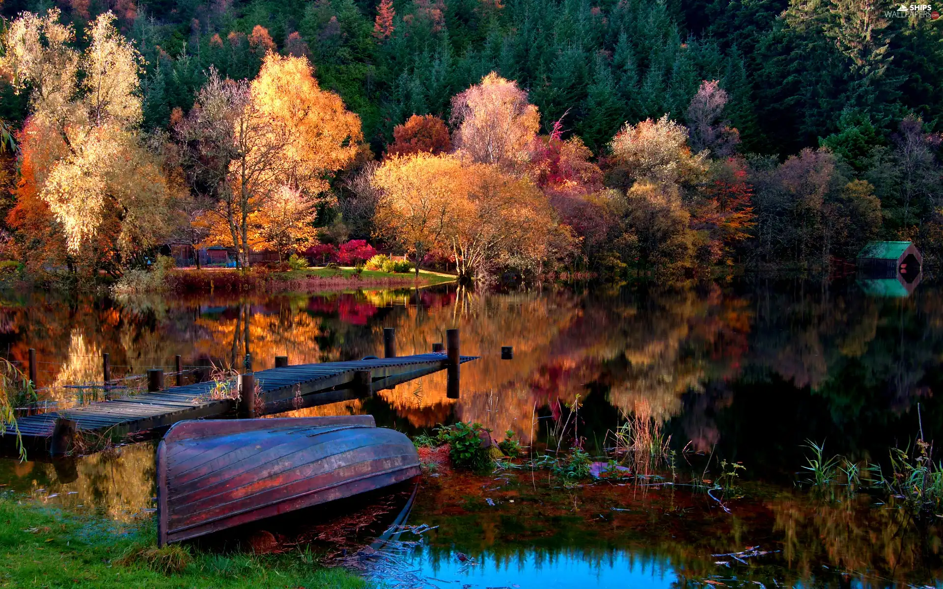 Boat, autumn, lake