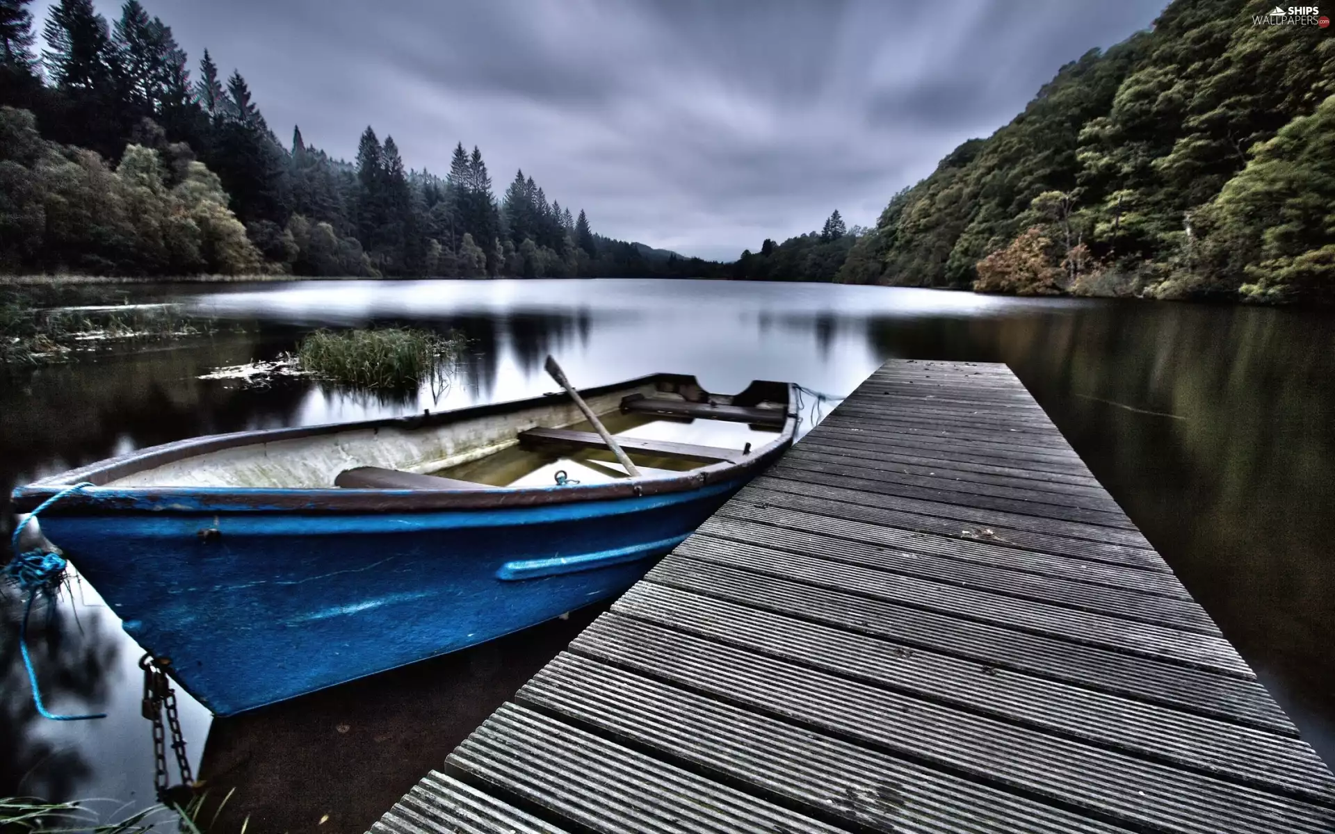 forest, The Hills, Boat, Platform, lake