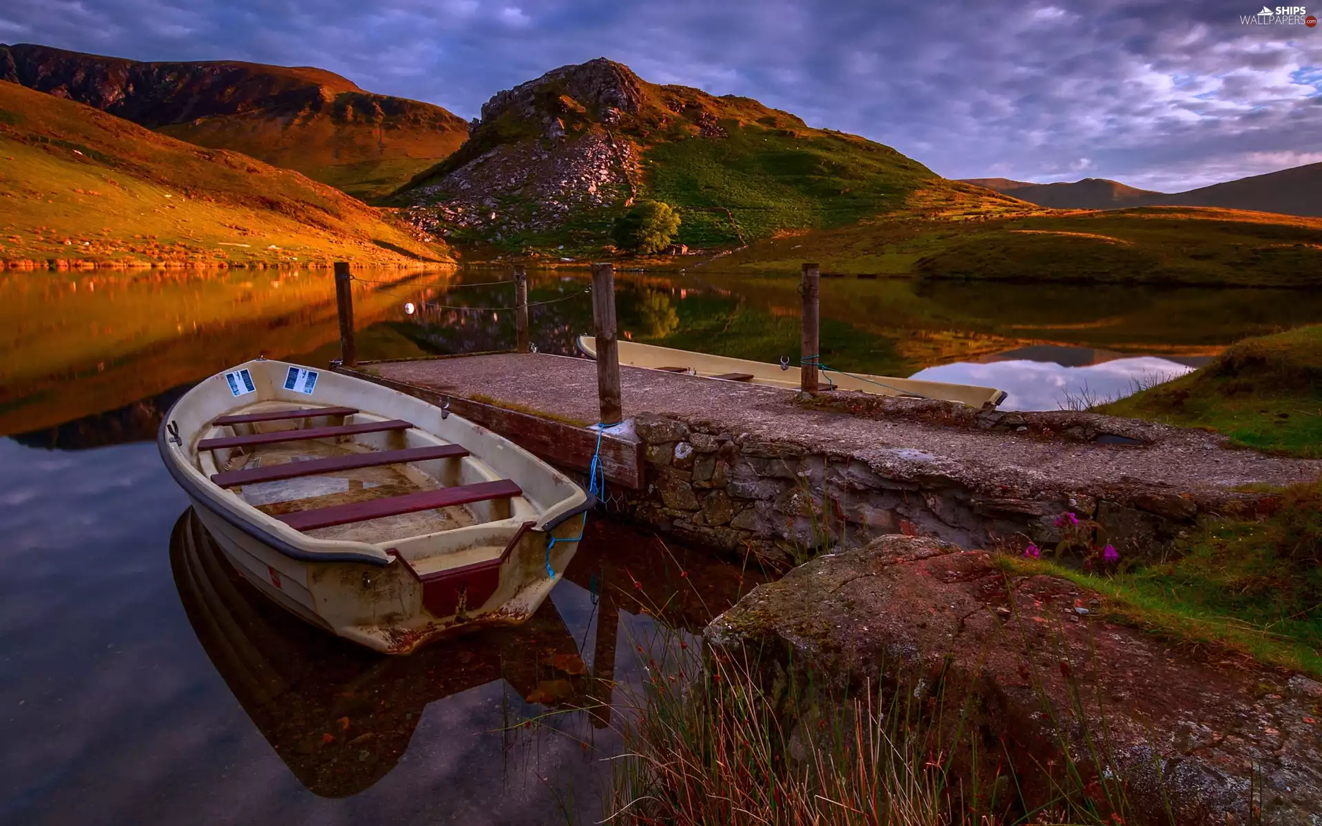 Boat, Mountains, Lake