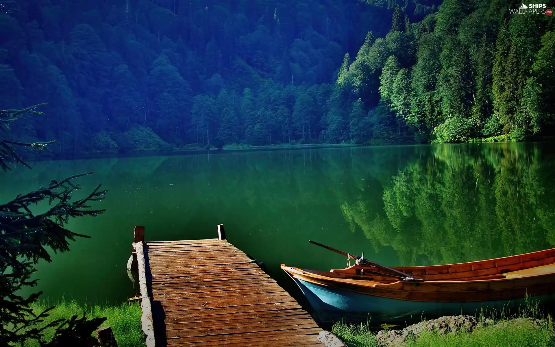 Boat, lake, Platform