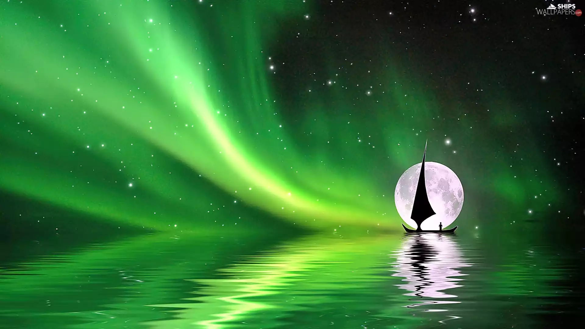 moon, dawn, sea, Boat, star, Polaris