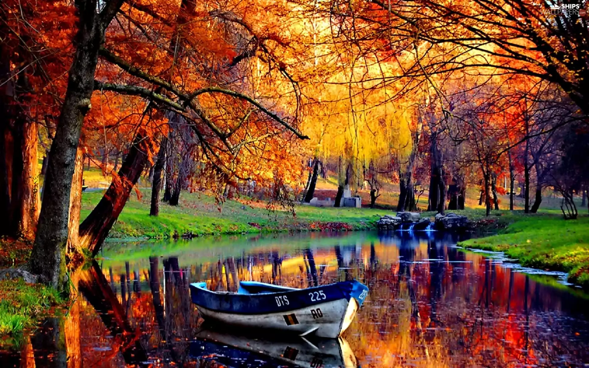 Boat, autumn, River