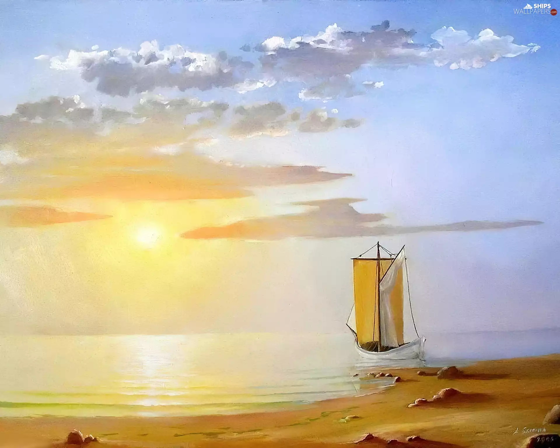 sea, west, sun, Boat