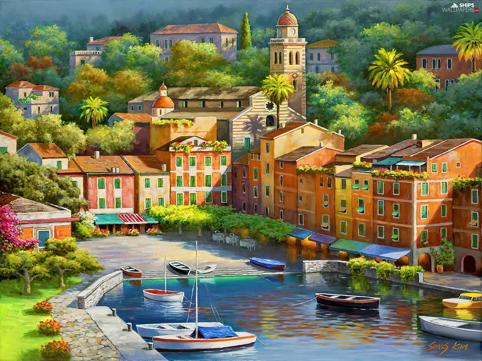 boats, Houses, Coast