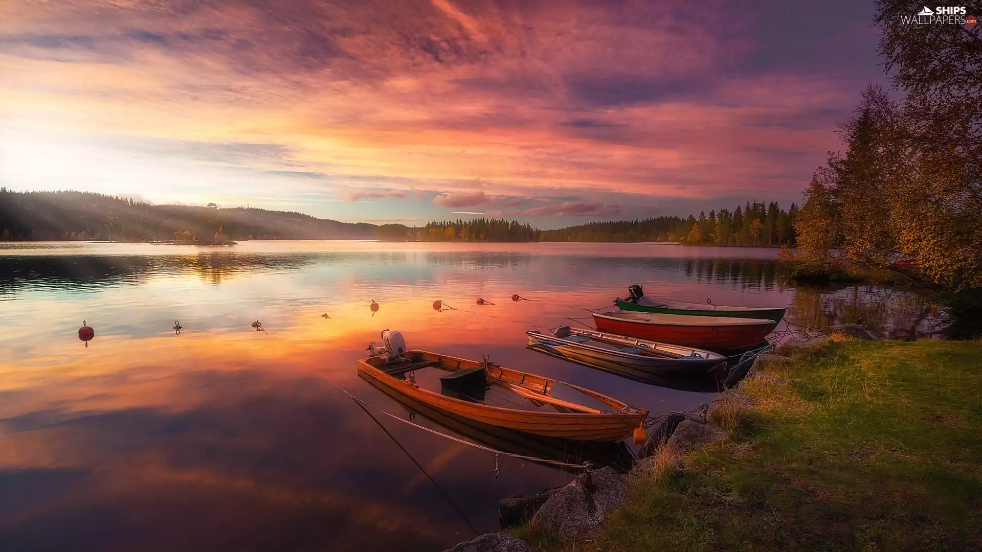 Great Sunsets, lake, boats