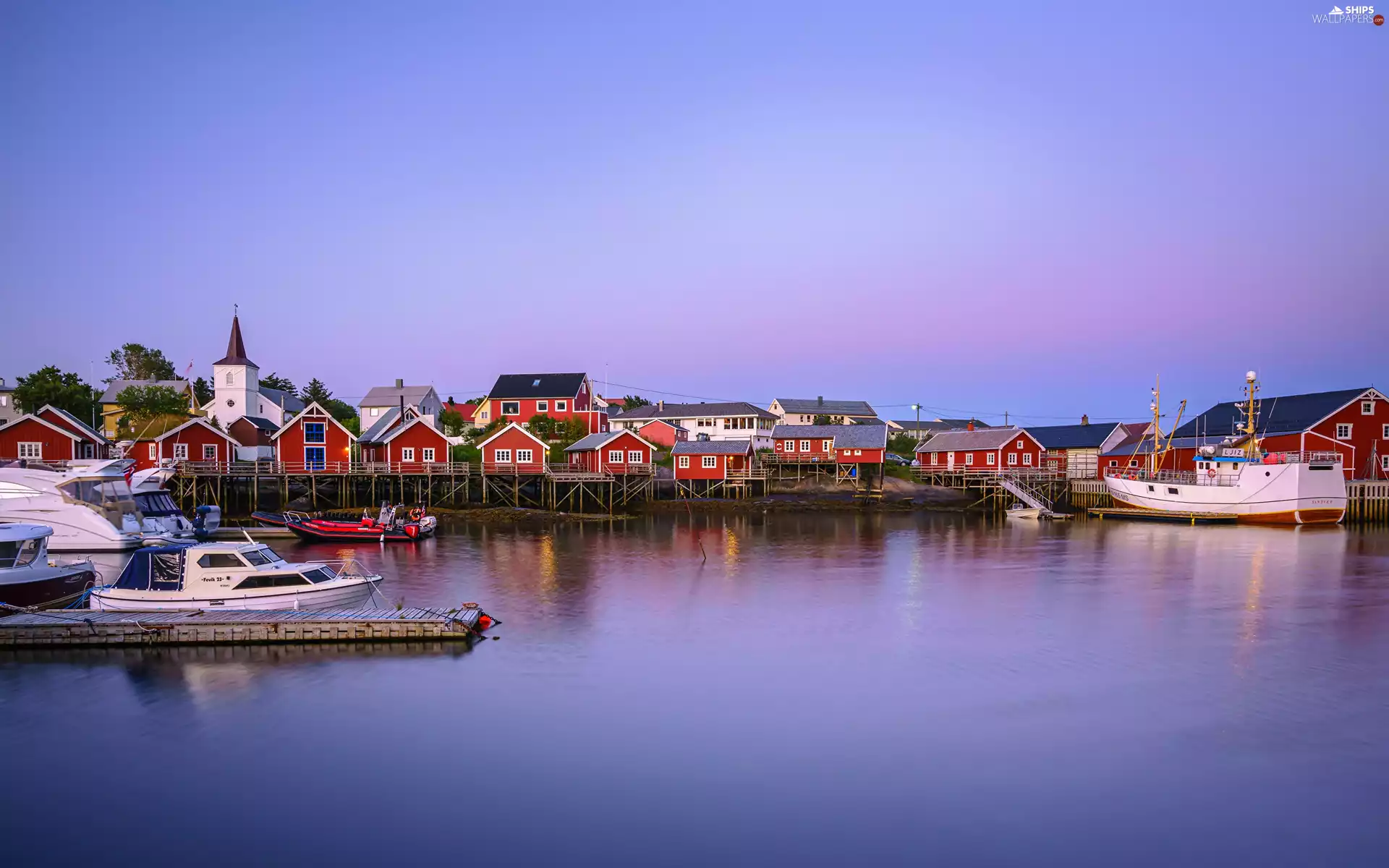 Harbour, Red, Houses, boats