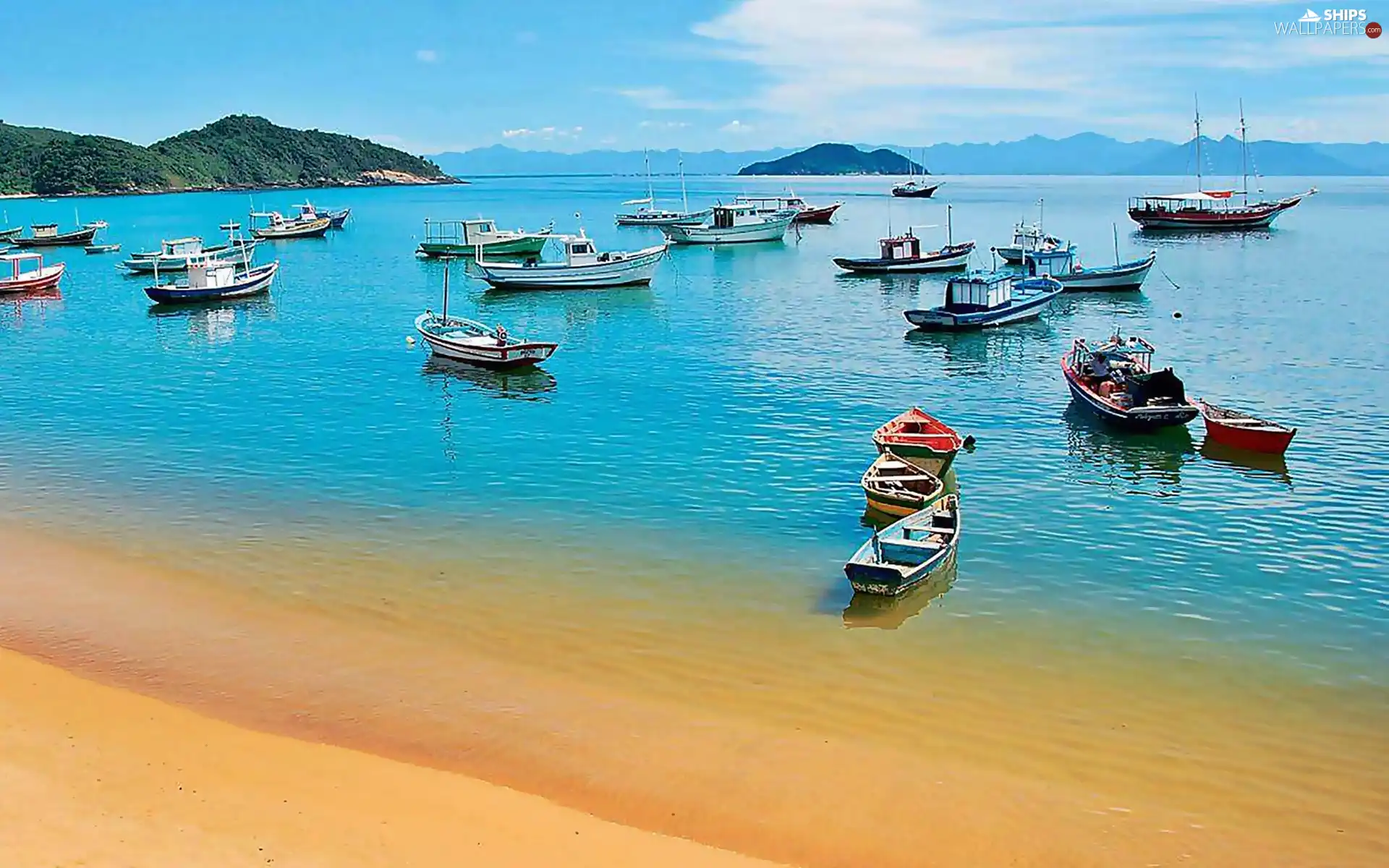 Boats, Mountains, Beaches, Yachts, sea