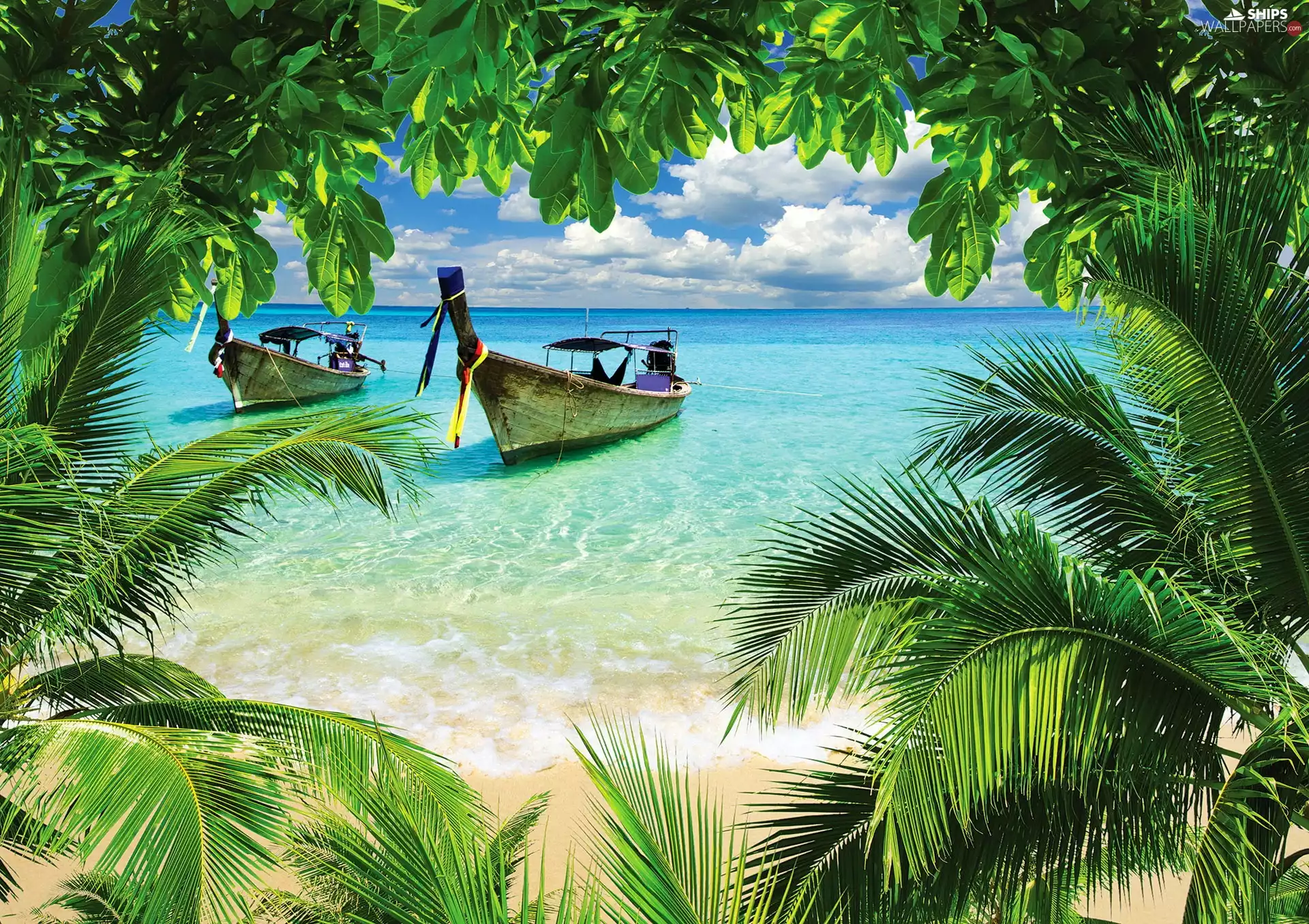 Ocean, tropical, Beaches, Boats