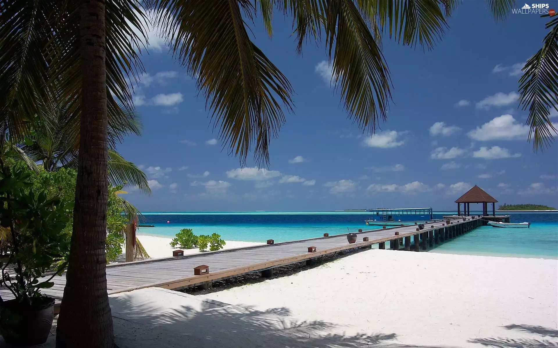 Sky, boats, Platform, sea, Beaches