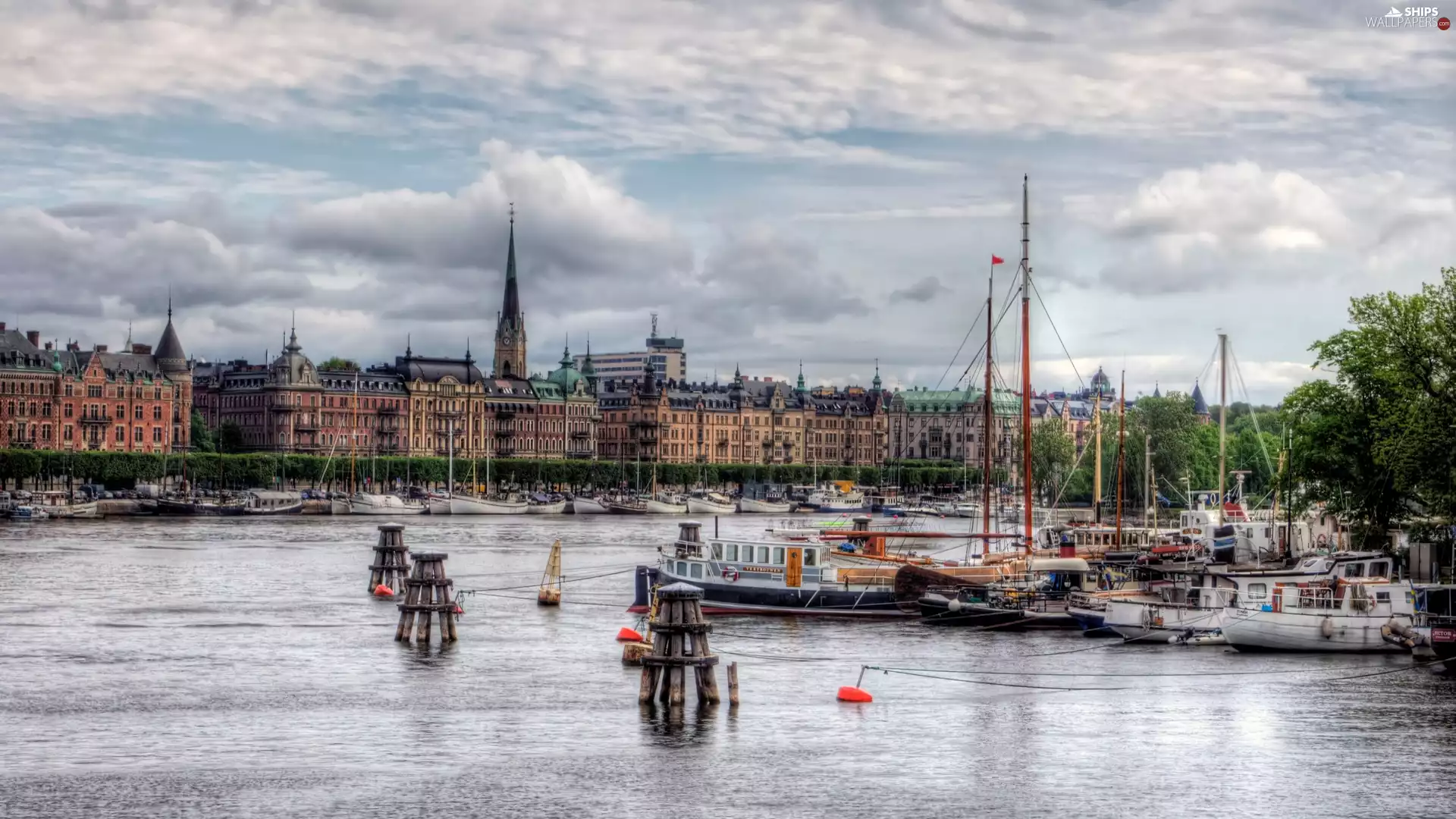 sea, Boats, Stockholm, Town, Sweden