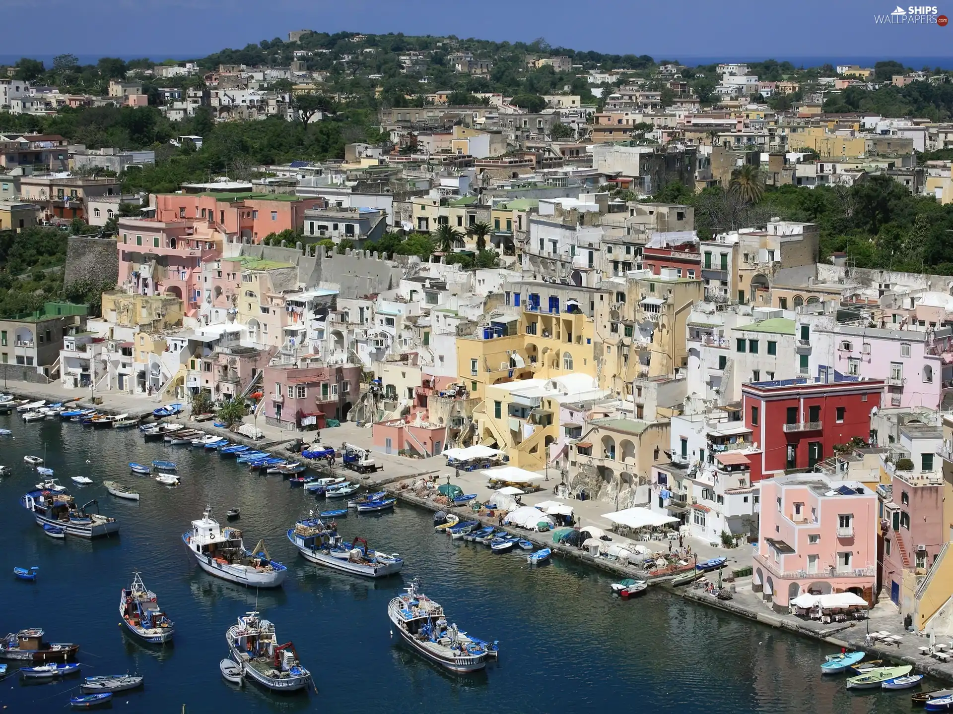 boats, Beachfront, Town