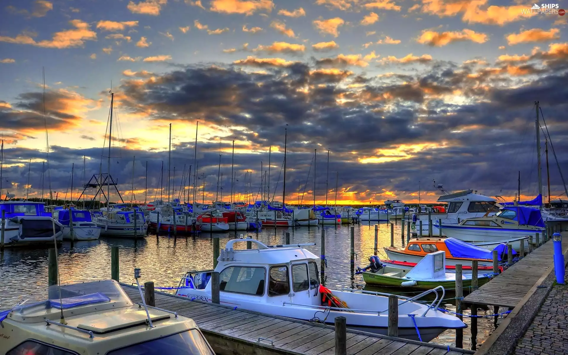 sun, port, motorboat, boats, Yachts, west