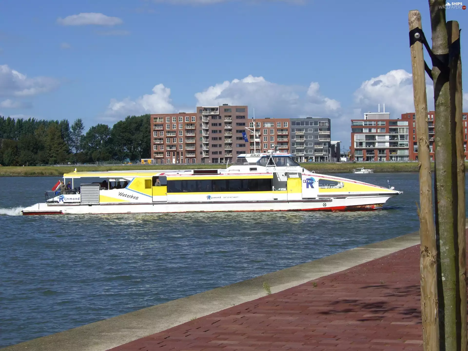 water, buildings, Waterbus, passenger, Ship