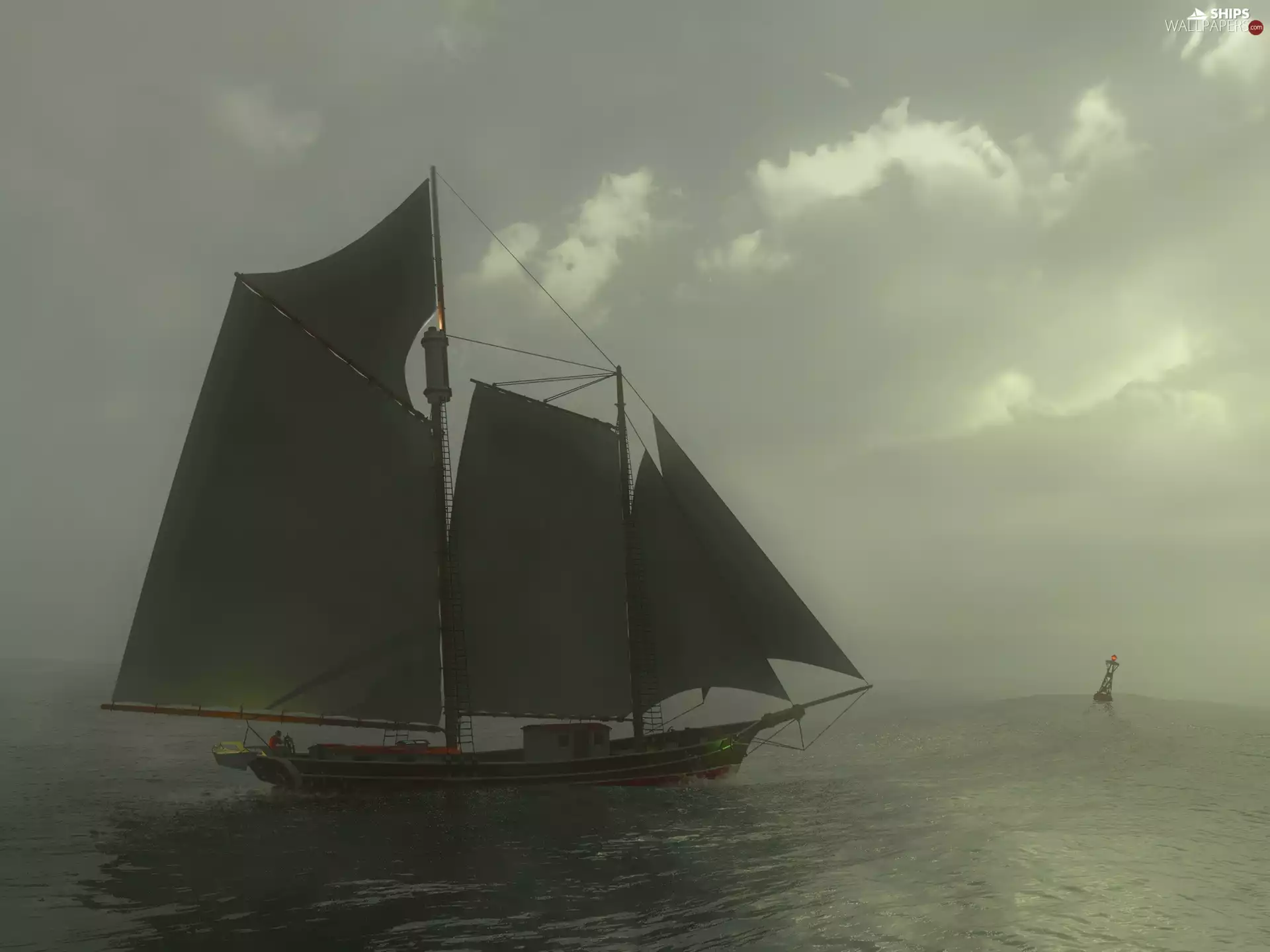 rough, buoy, sailing vessel, sea