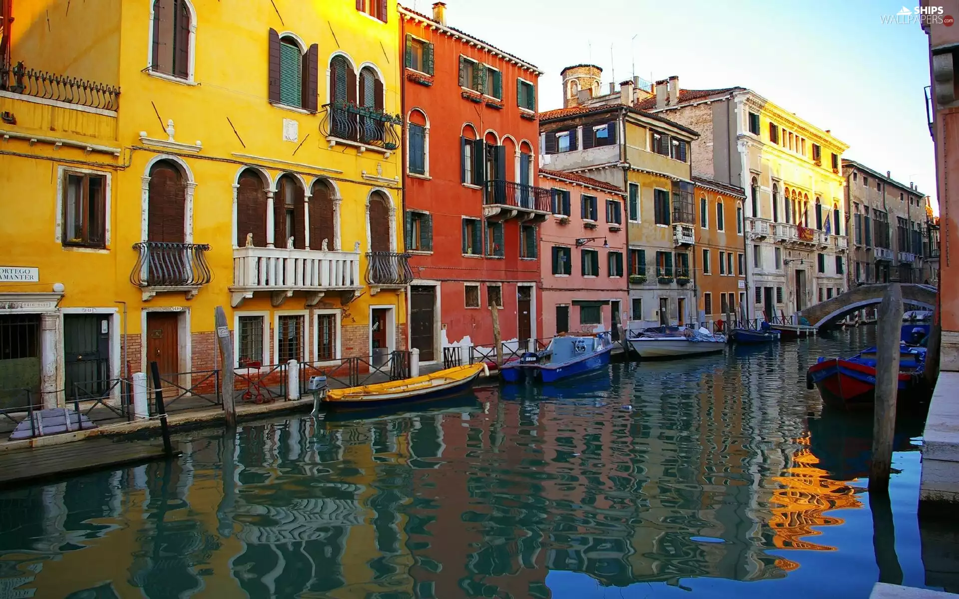 Houses, boats, Venice, canal