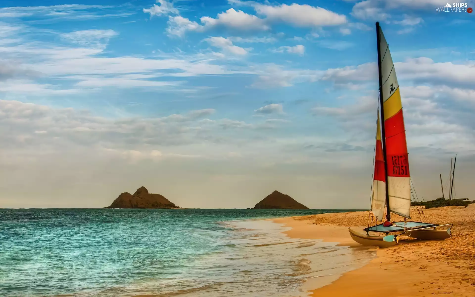 Catamaran, sea, Beaches