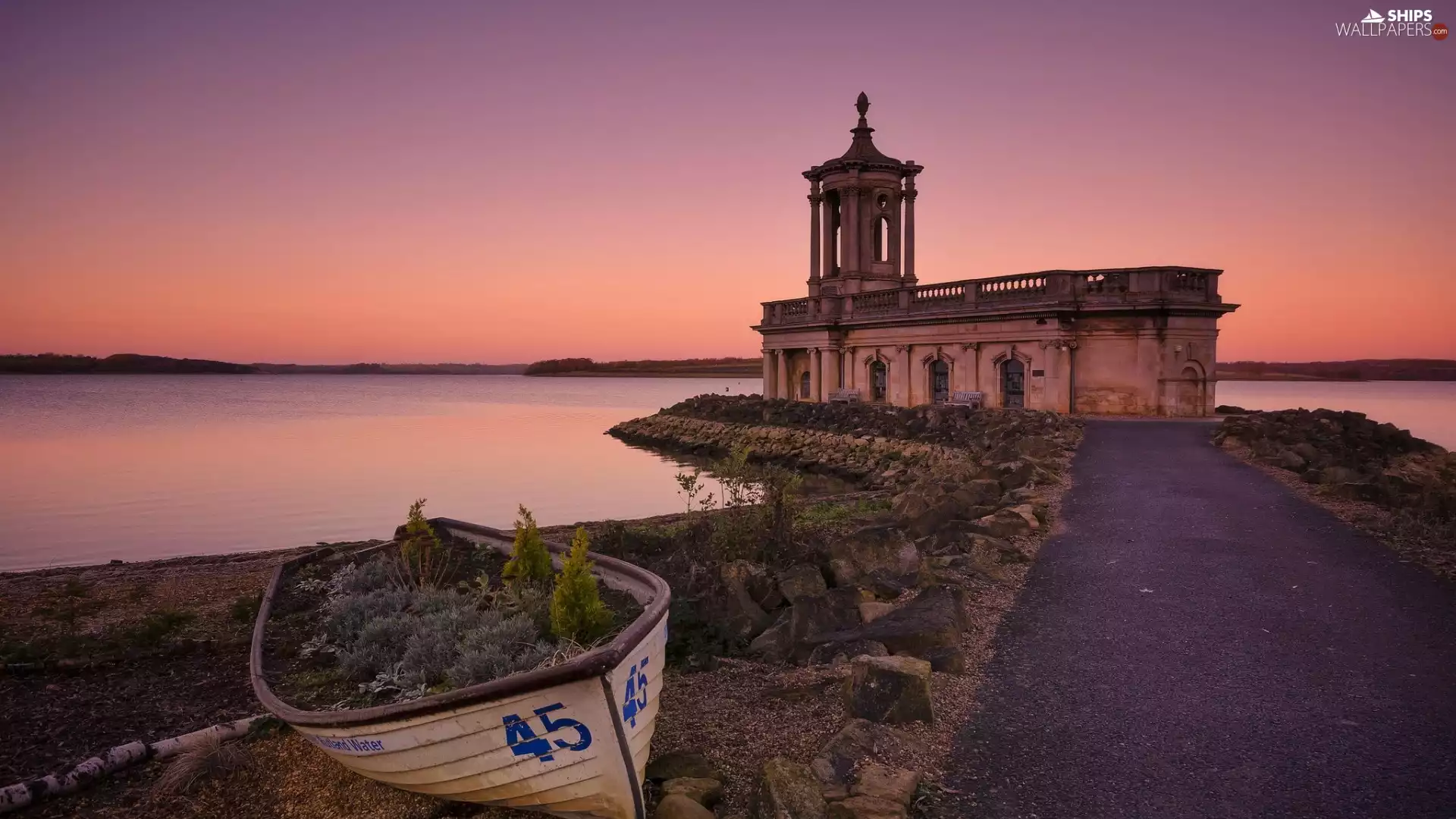 Church of Sts. Matthew, England, lake, Stones, Boat, Village Normanton