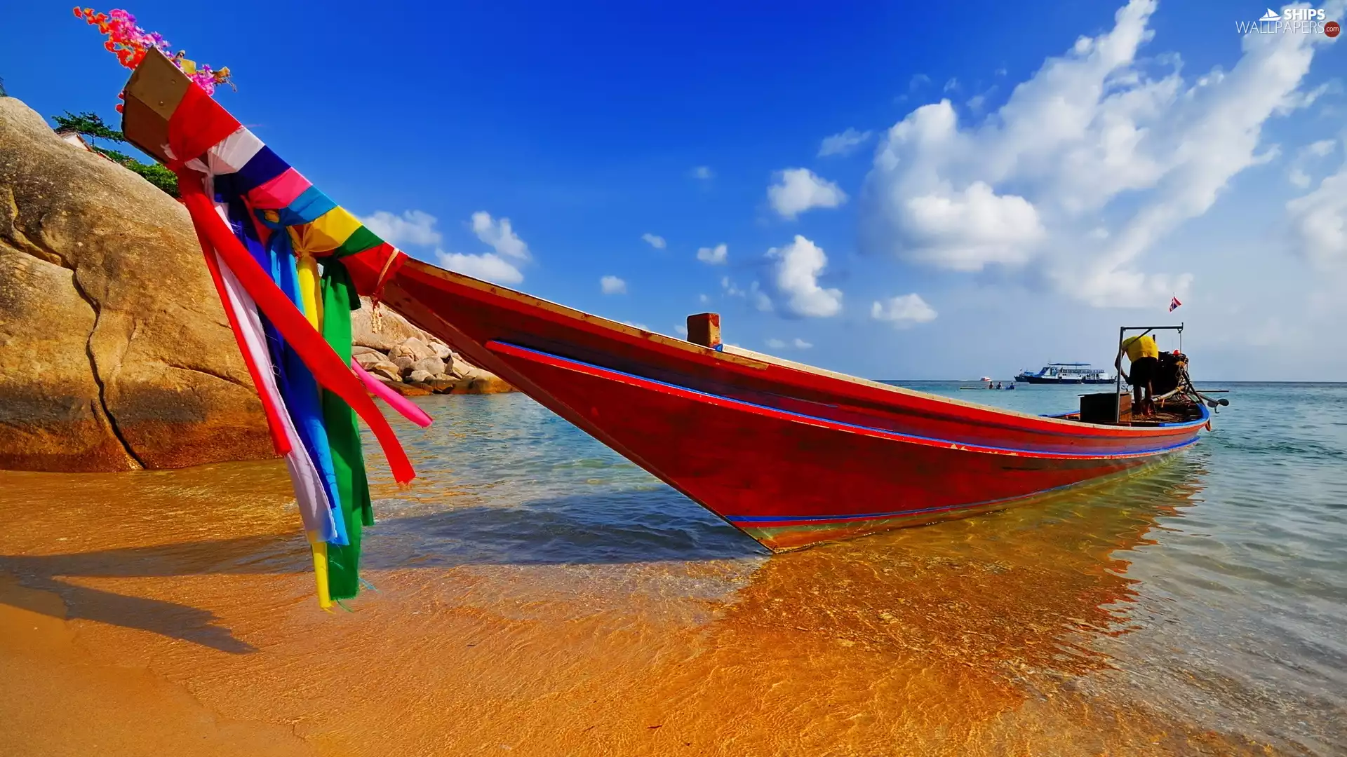 rocks, bath-tub, clouds, Thailand, Gulf, Ribbons