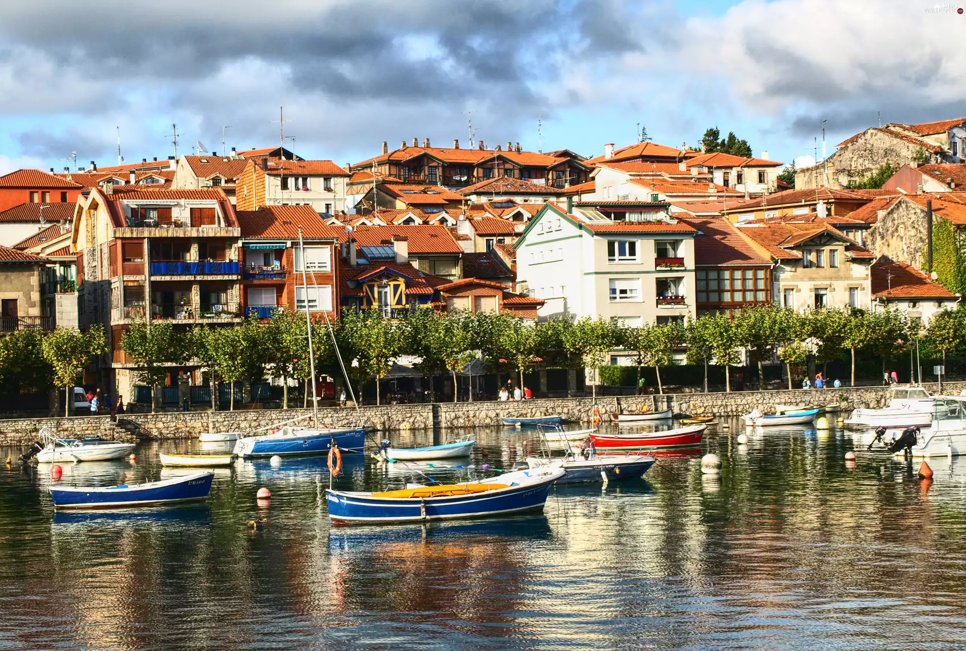 Spain, Houses, Boats, Coast