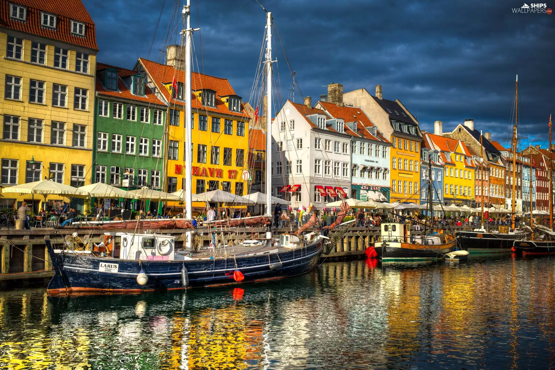 Denmark, Houses, sailboats, Copenhagen