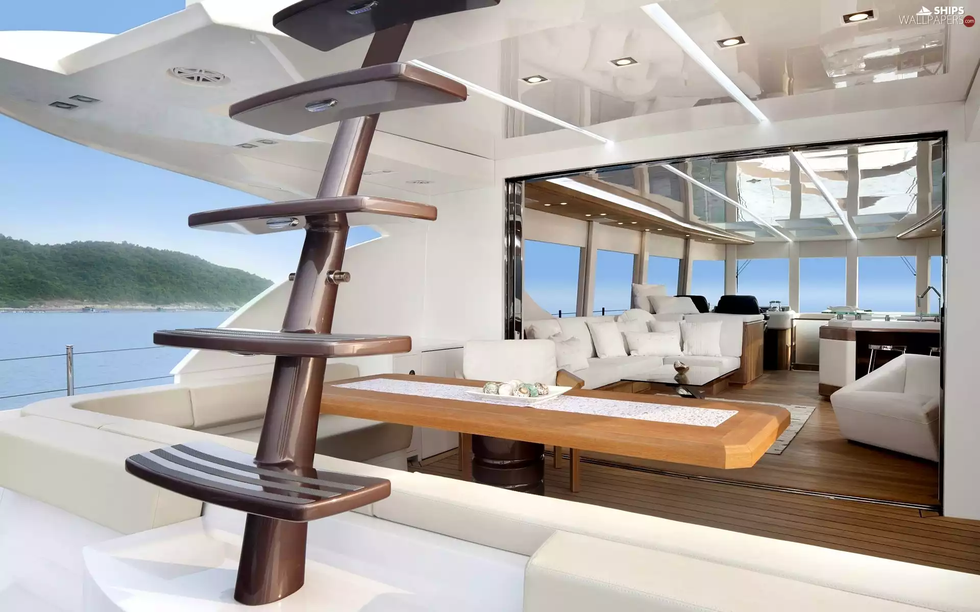Yacht, rest, Stairs, deck