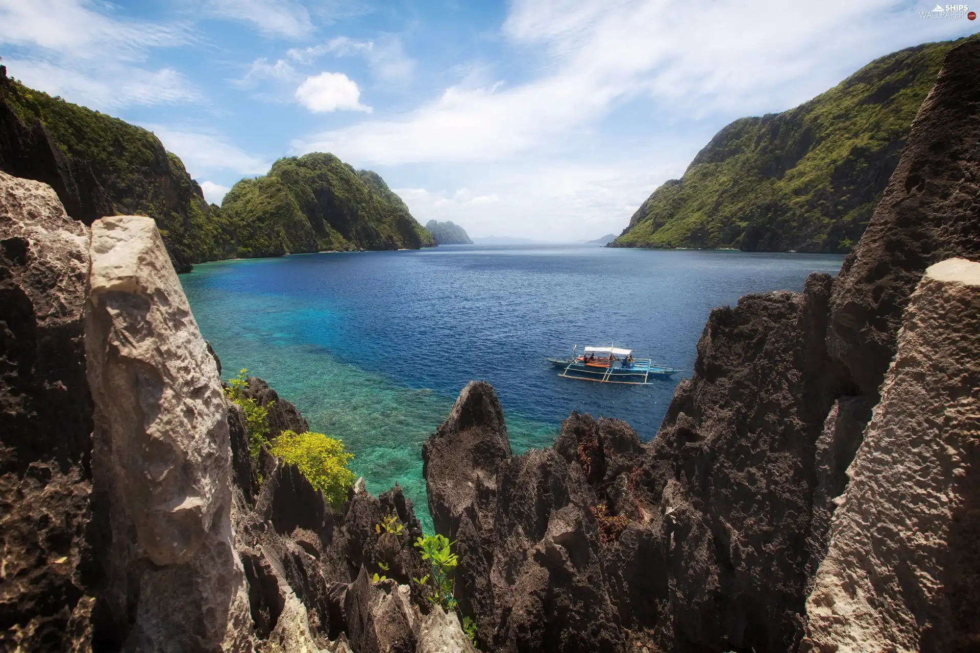 rocks, sea, Palawan, Mountains, Boat, El Nido, Philippines