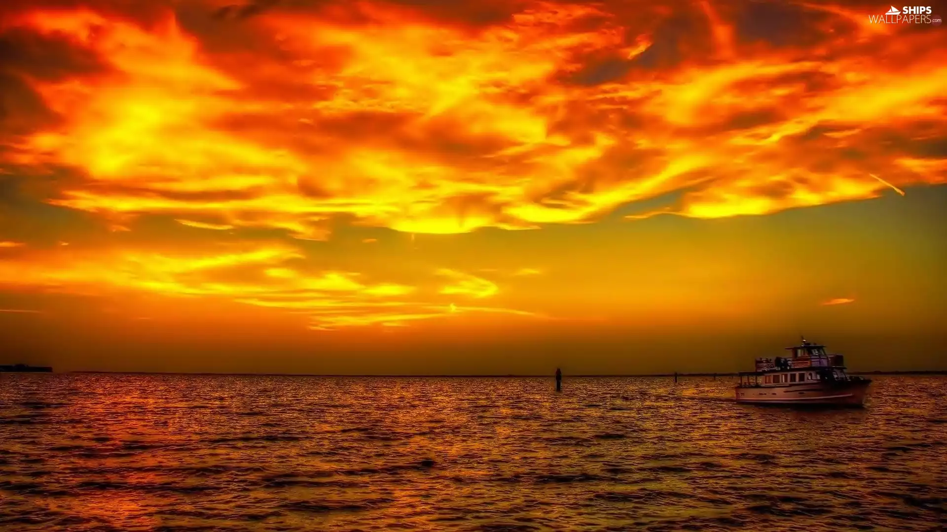 sea, Great Sunsets, Fishing, smack, bath-tub