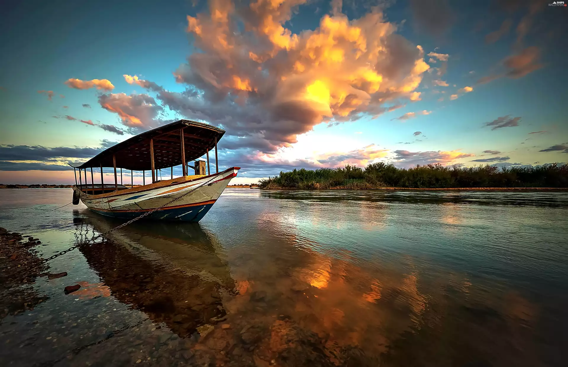 St. Francis, River, bath-tub, clouds, flash, luminosity, ligh, sun, Przebijające