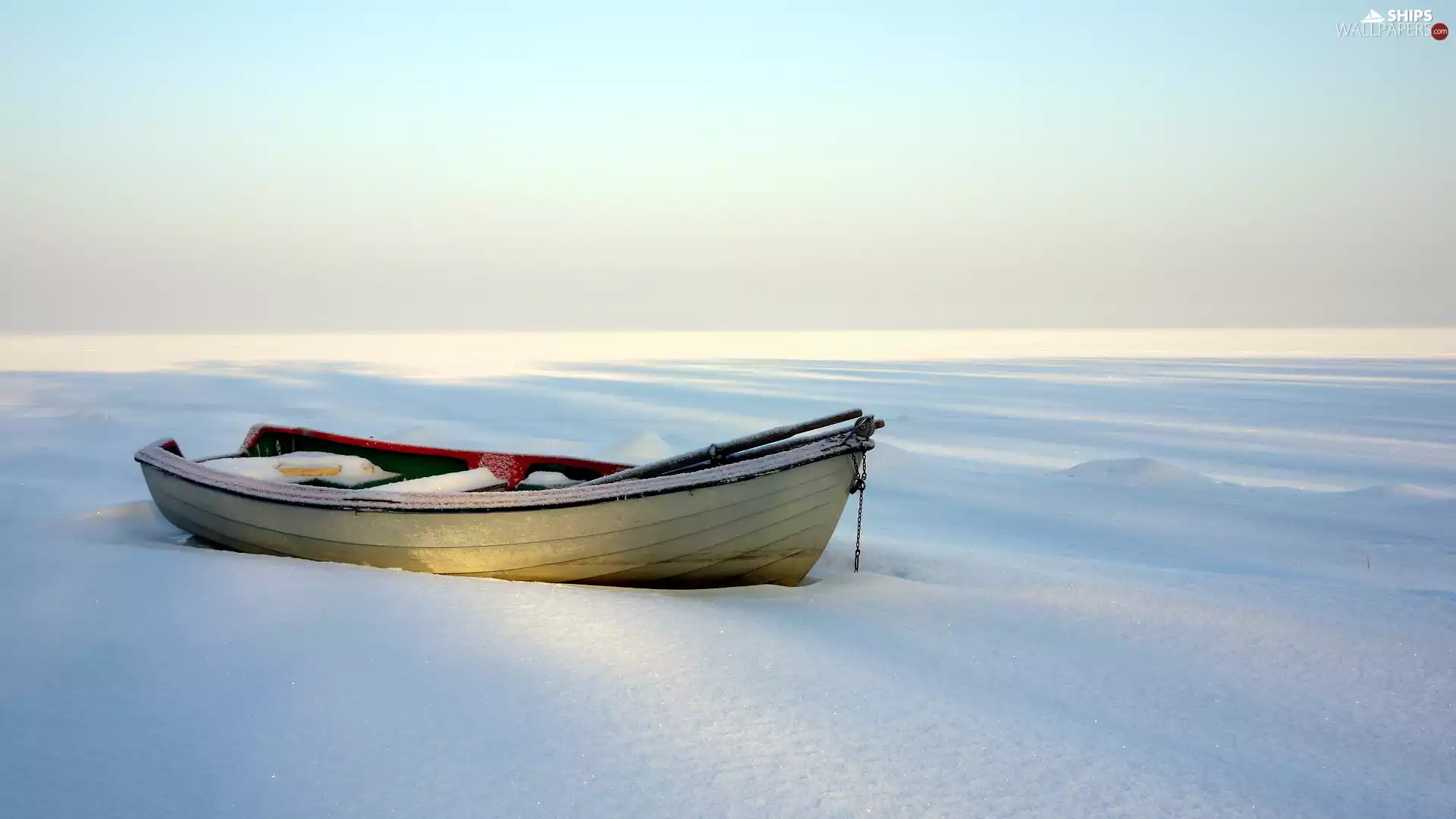 winter, lake, Boat, frozen