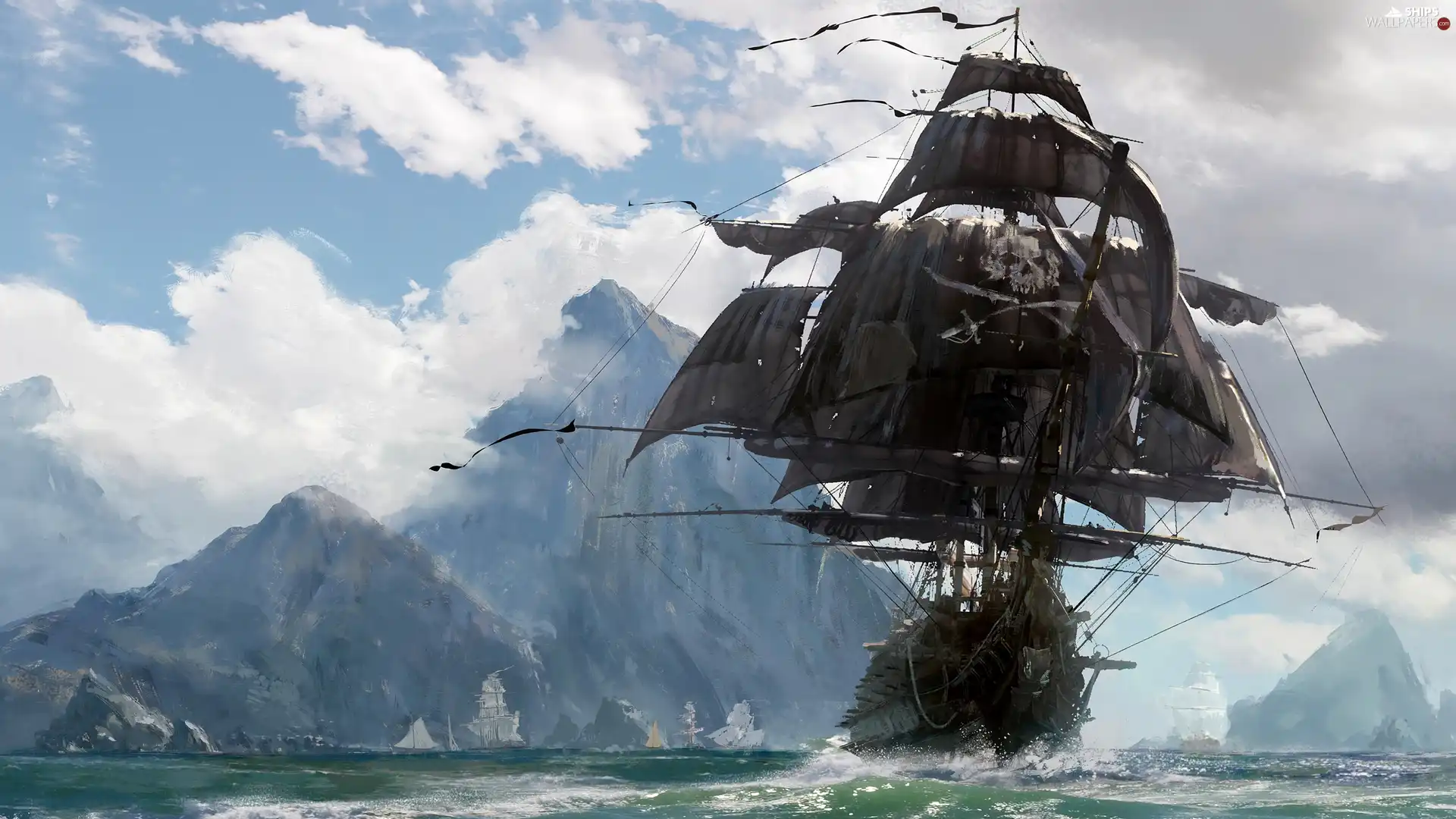 Ship, piratical, Skull and Bones, sailing vessel, game