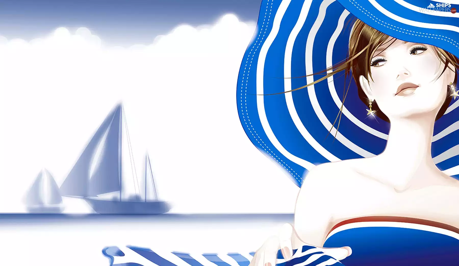 graphics, Hat, Ship, girl