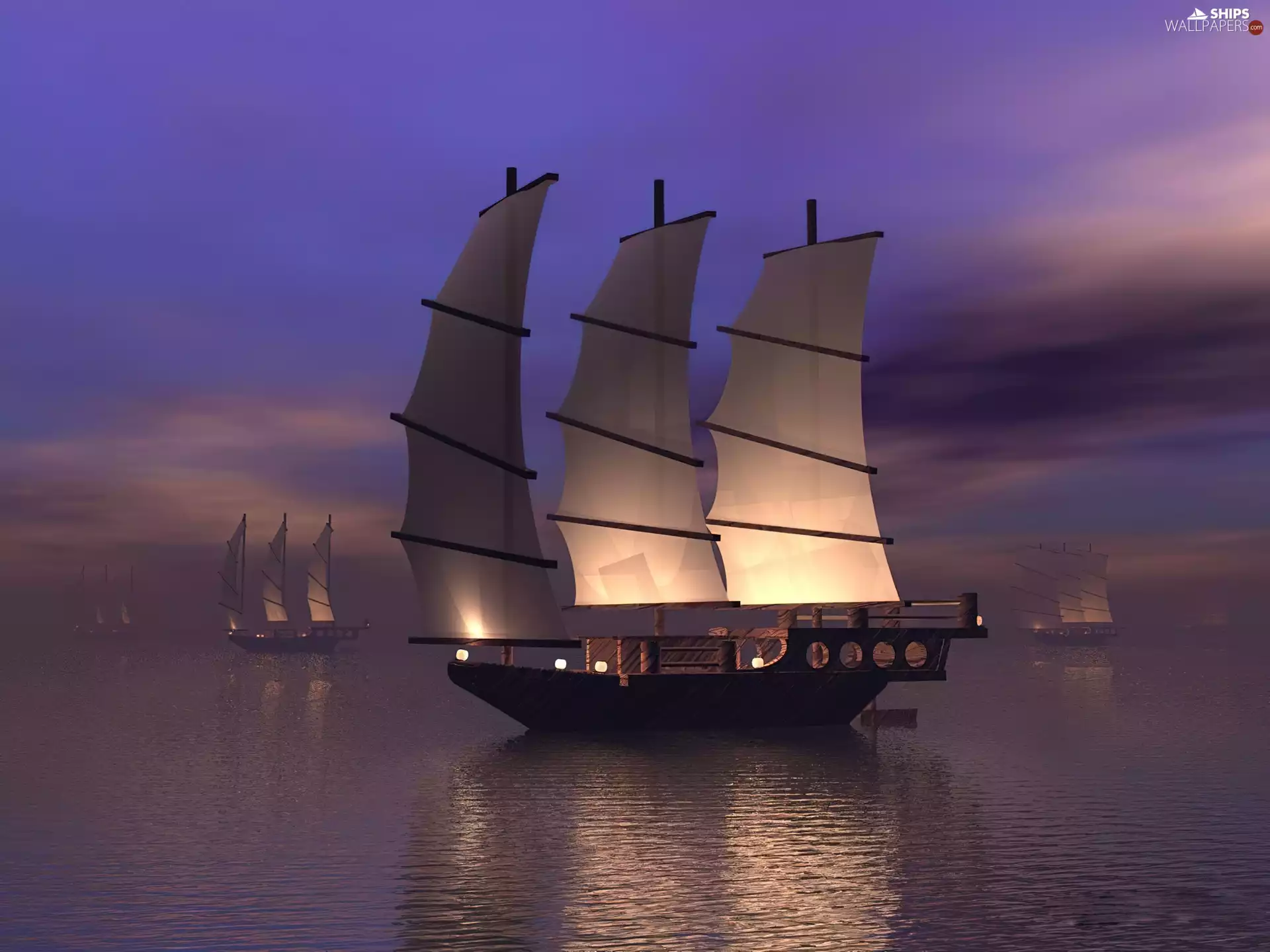 graphics, sea, sailboats