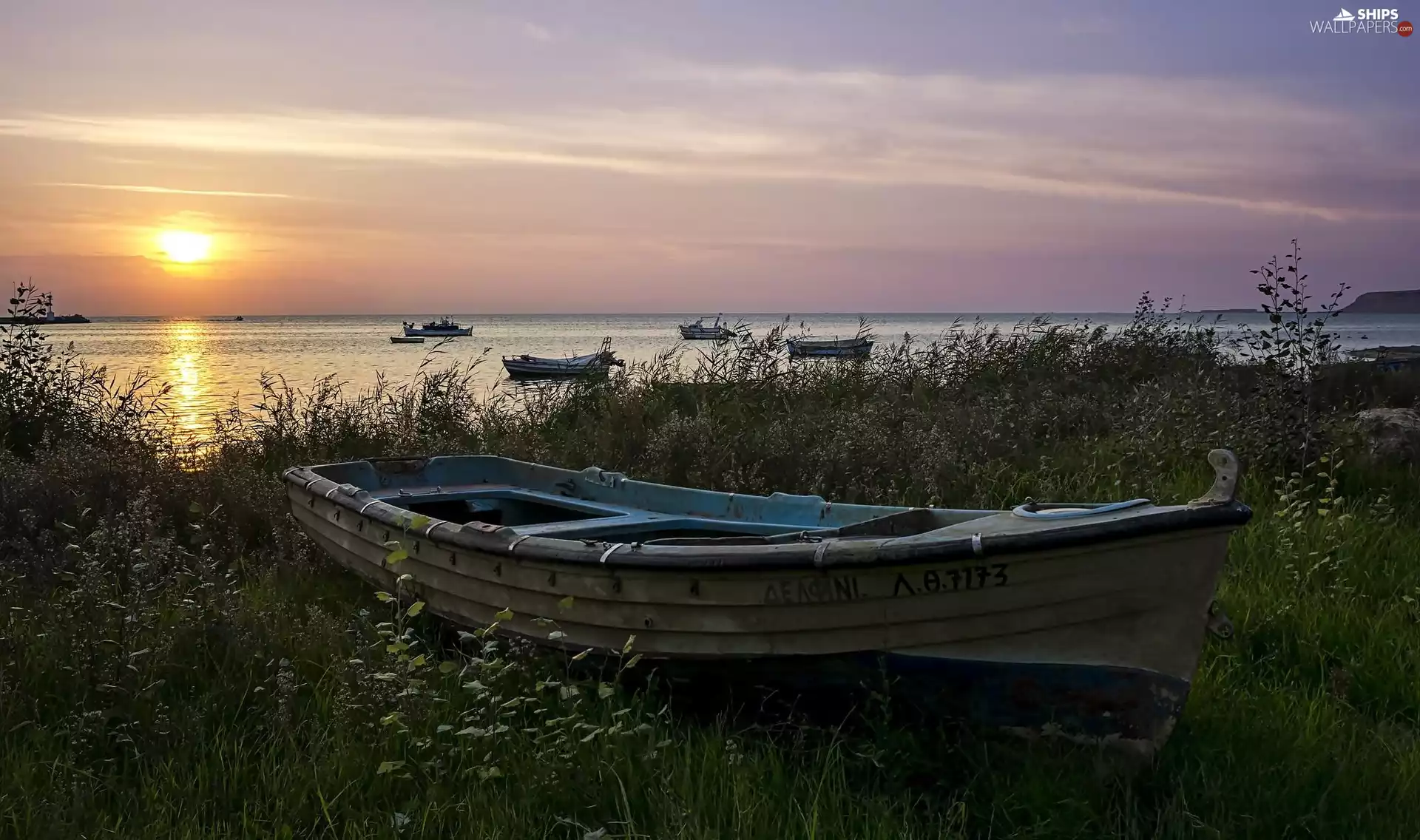 boats, Great Sunsets, sea, Cutters