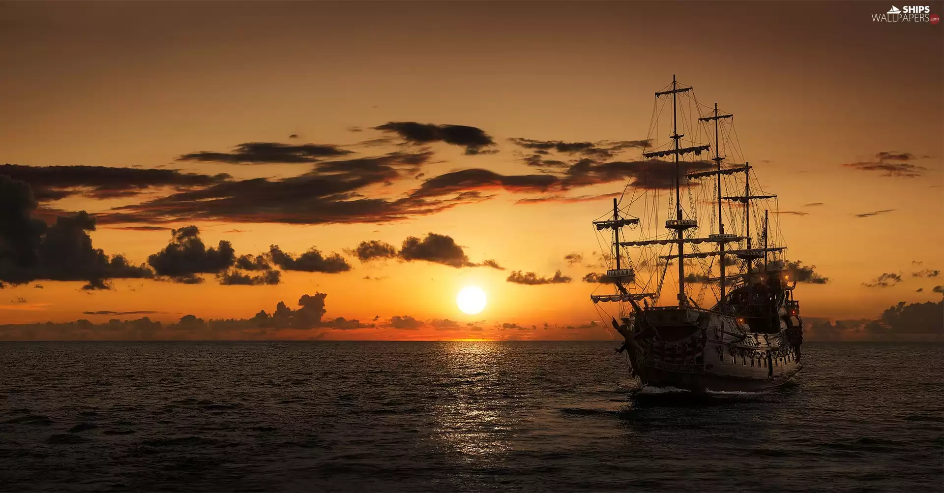 sea, Great Sunsets, sailing vessel