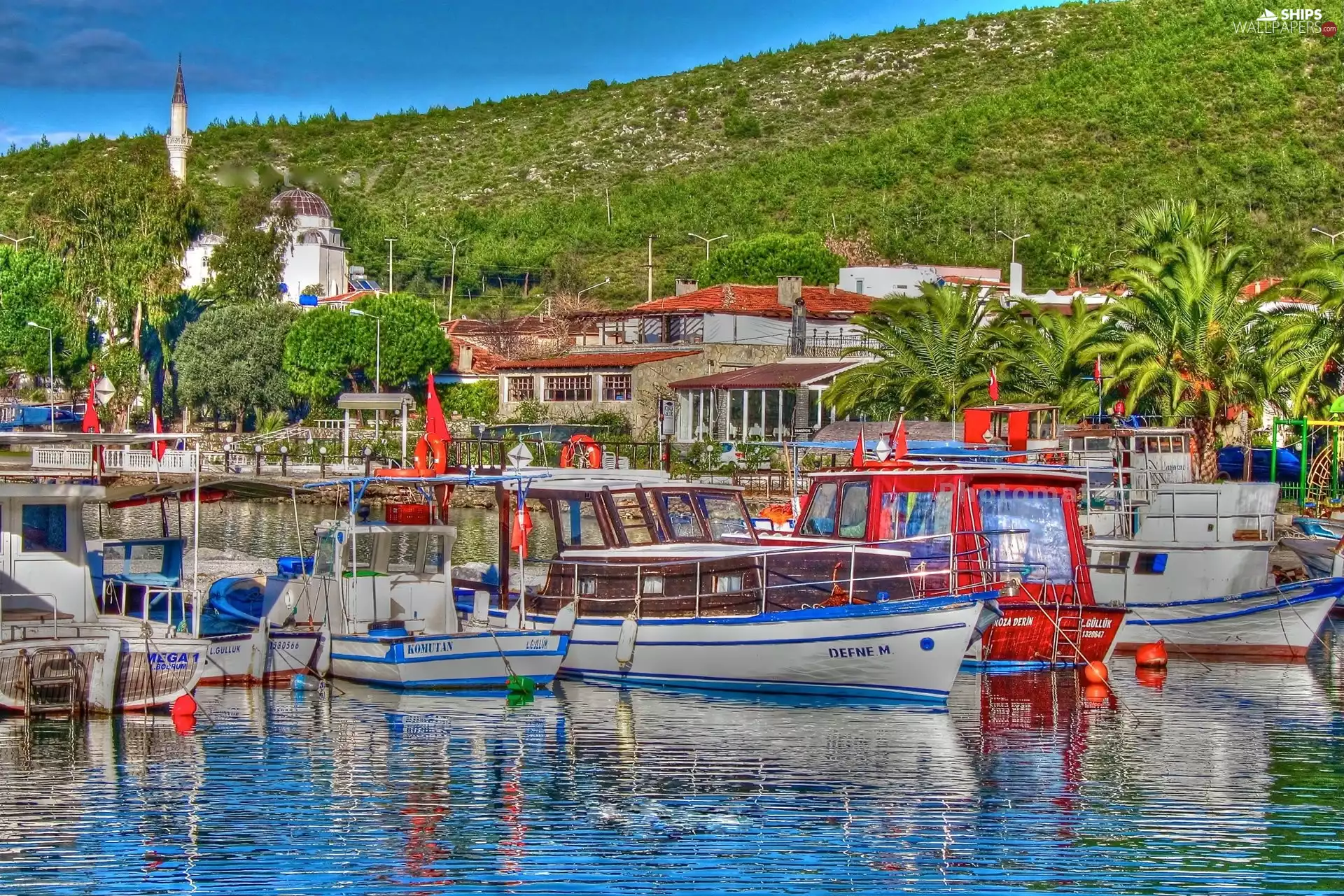 lake, Yachts, Hill, Gulf