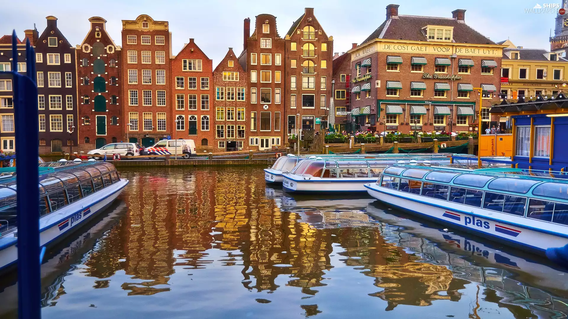 canal, Houses, Amsterdam, boats, Netherlands