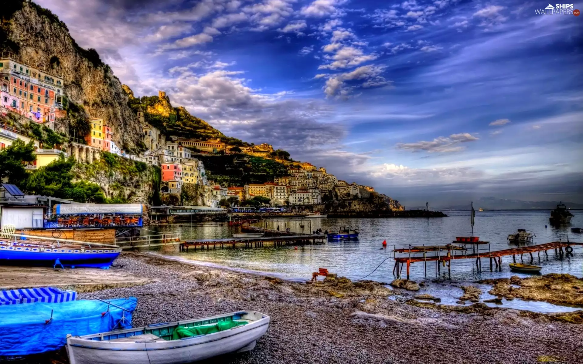 Riomaggiore, Italy, boats, Houses, sea