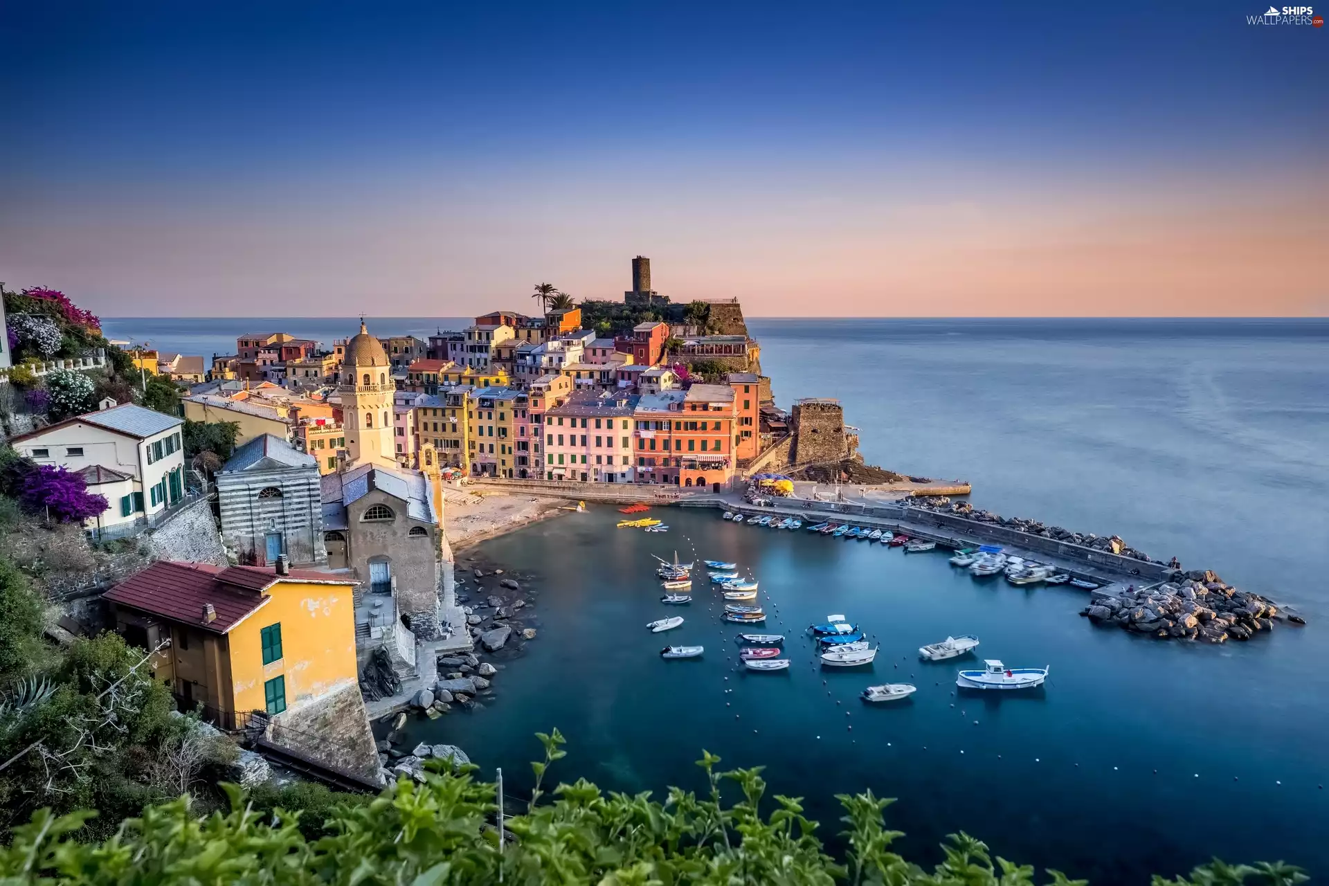 boats, sea, Liguria, Houses, Vernazza, Cinque Terre, Italy
