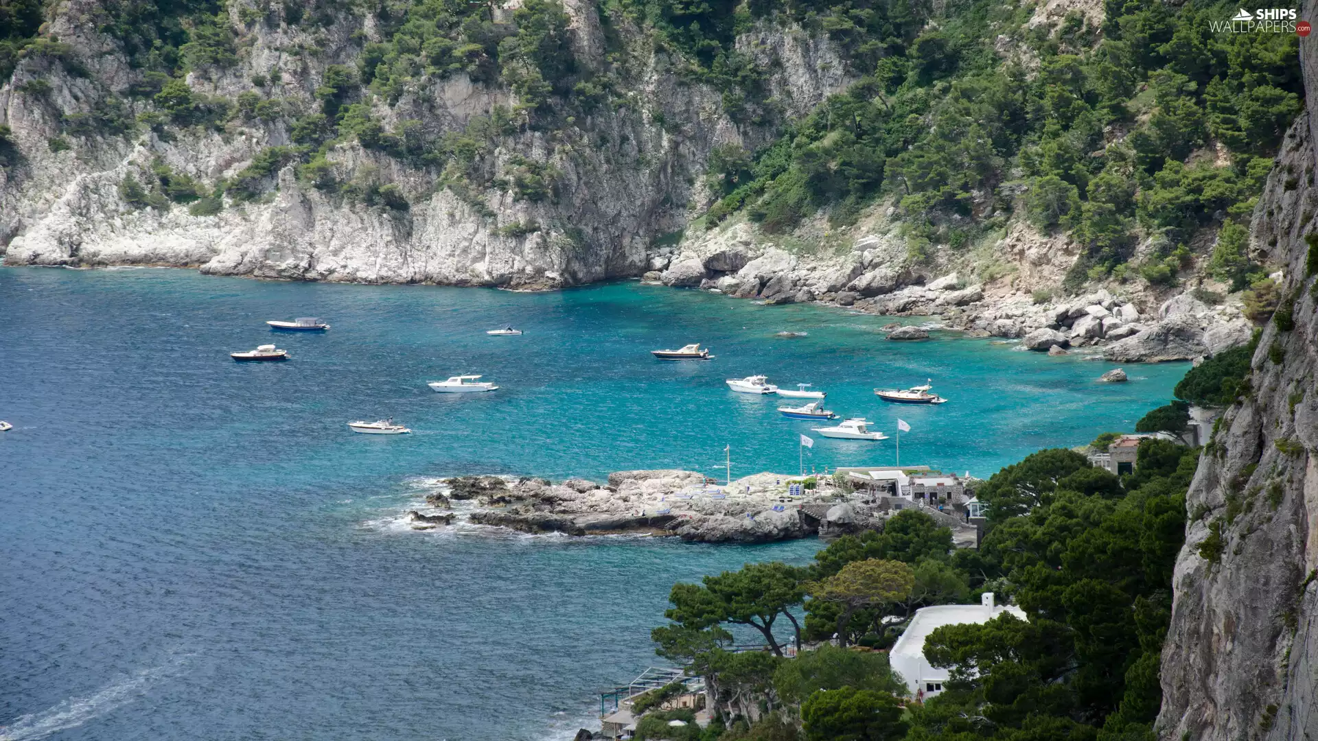 Capri, Italy, sea, Yachts, Gulf