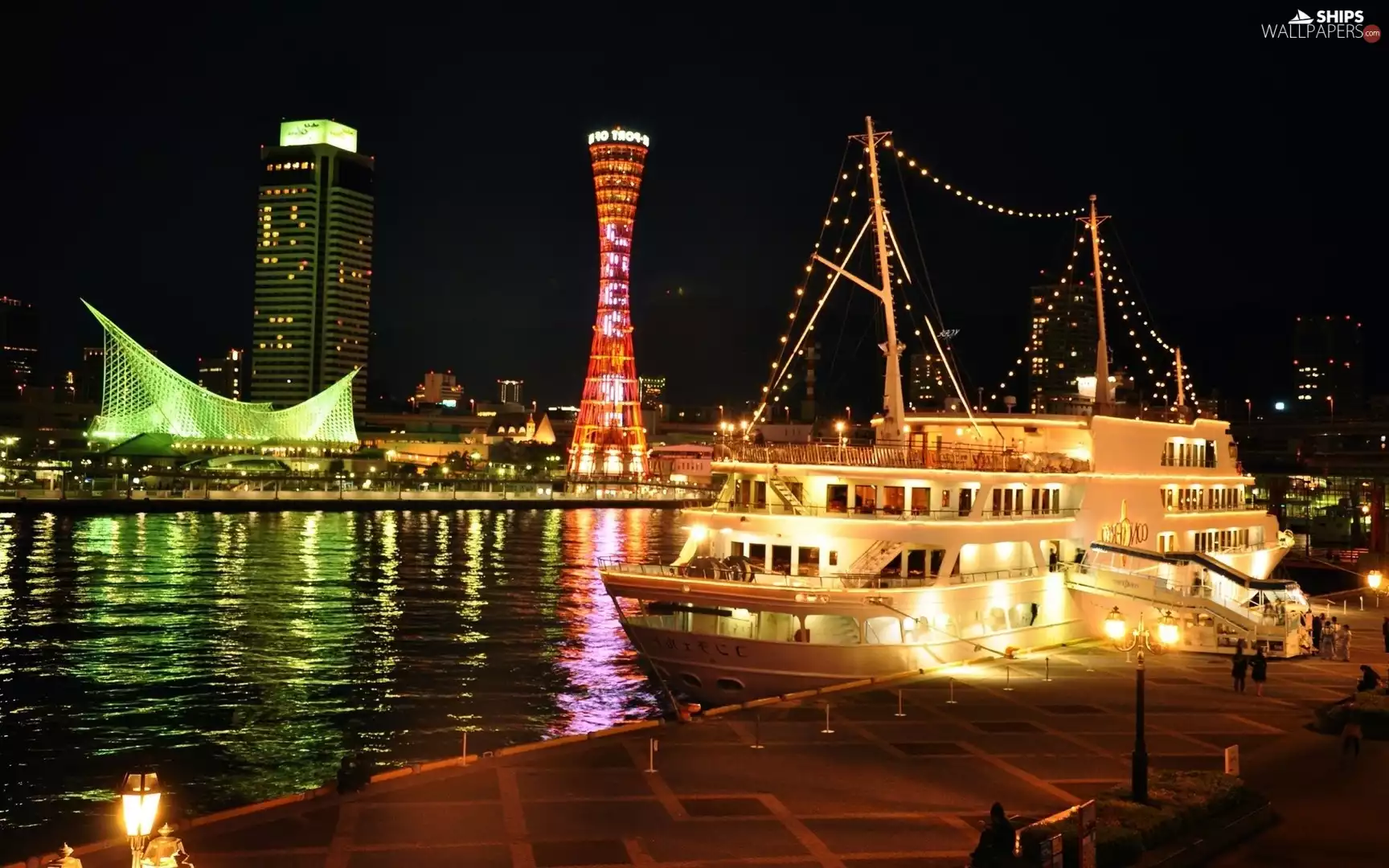 Japan, Yacht, Night, Kobe