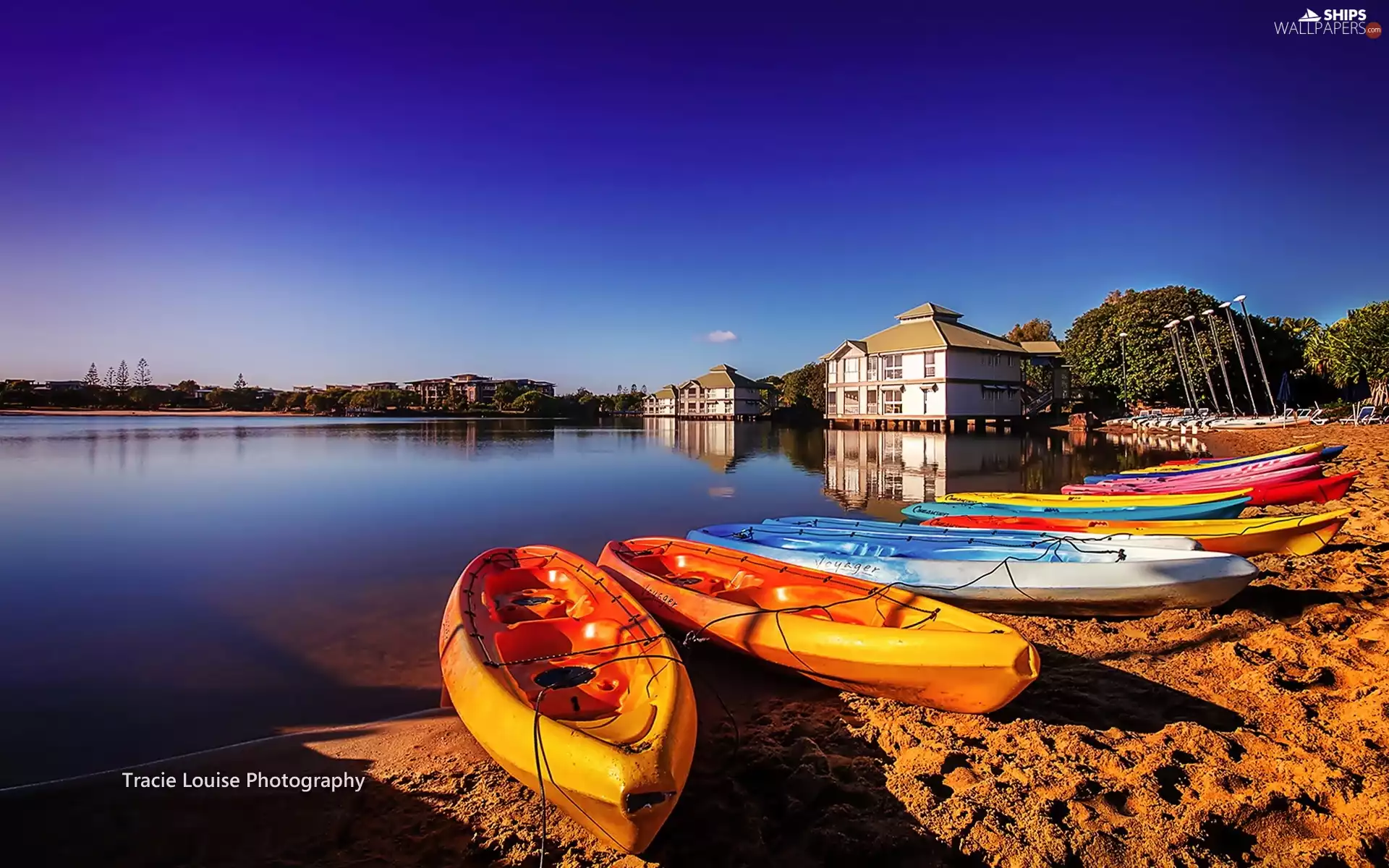 Kayaks, lake, Australia, Sport games