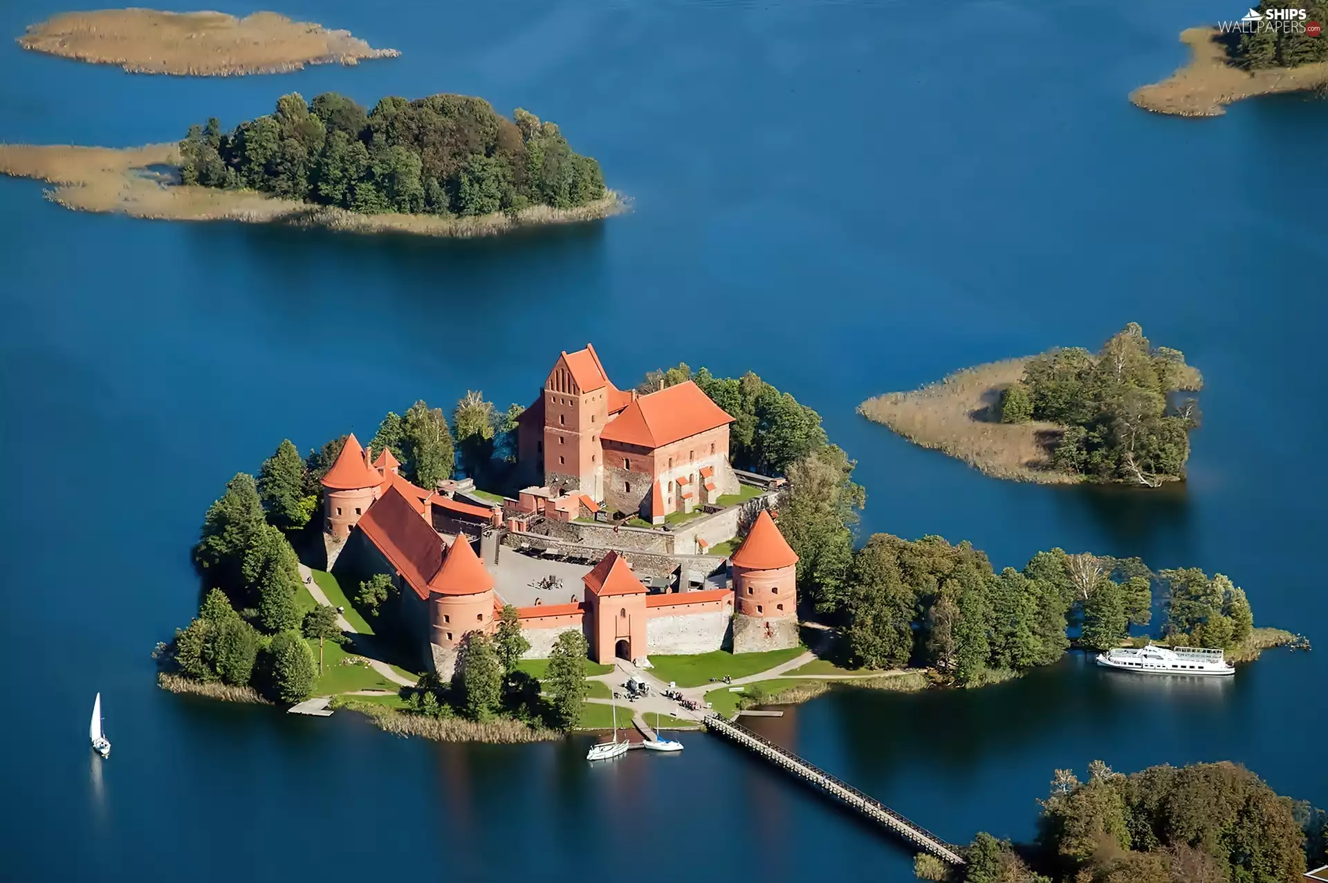 Galve, Trakai, Castle, lake, Lithuania, Islets, bridge