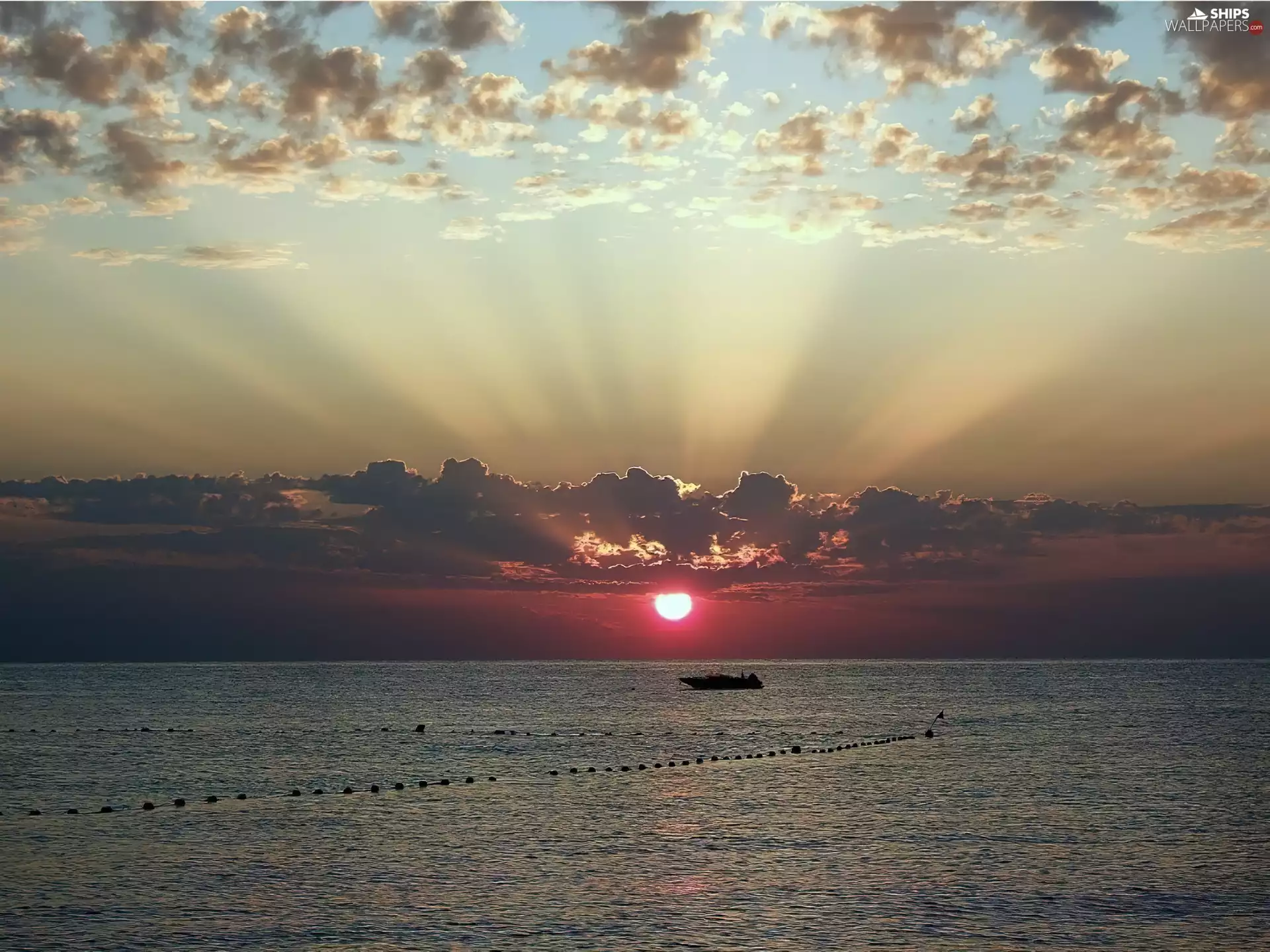 clouds, Lodz, west, sun, sea
