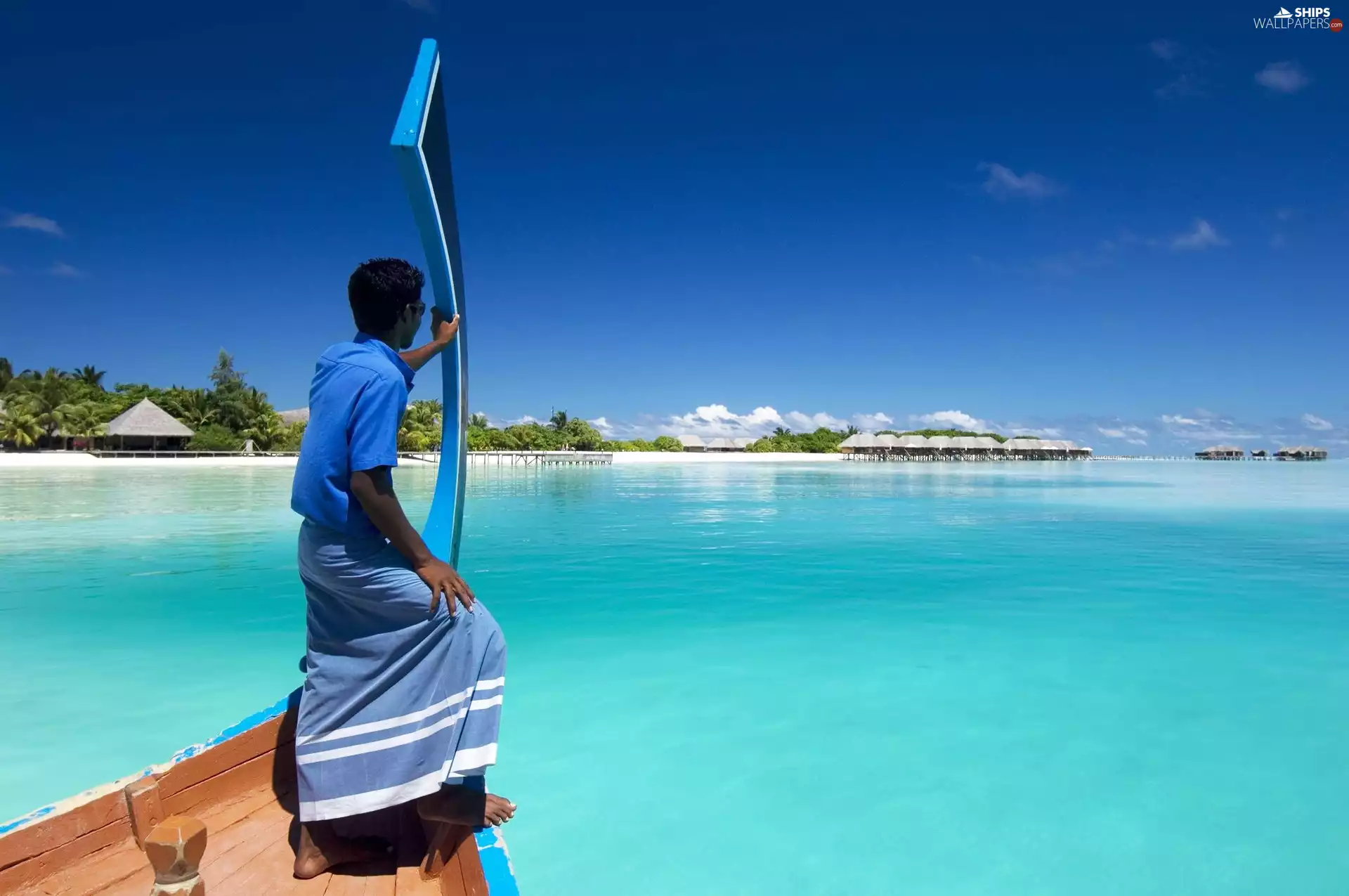 a man, sea, Maldives, Boat