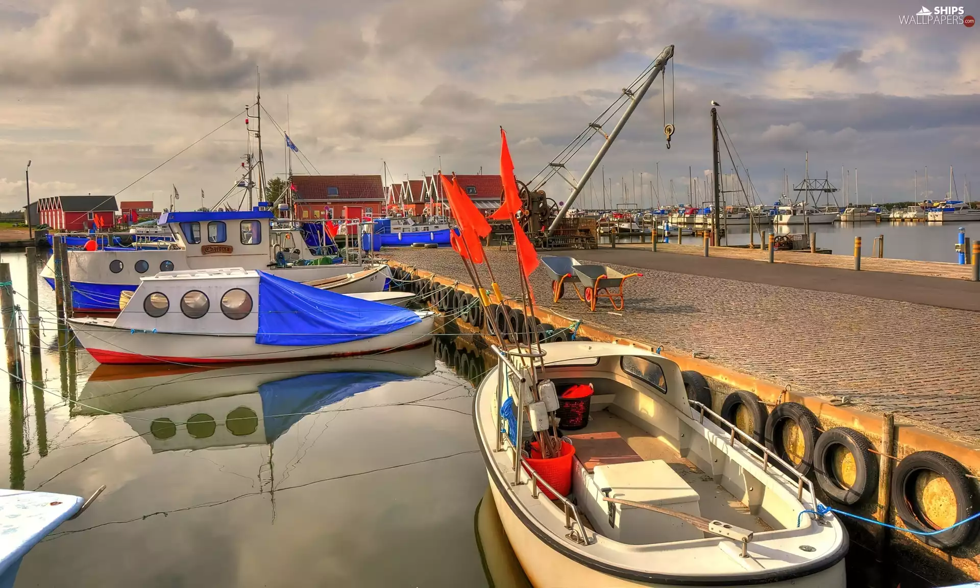 Yachts, sea, Harbour, motorboat